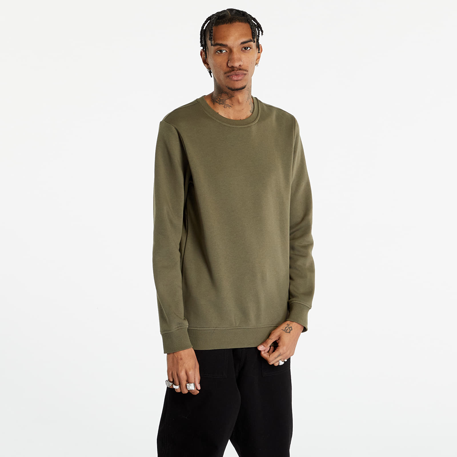Dukserice Urban Classics Basic Terry Crew Olive