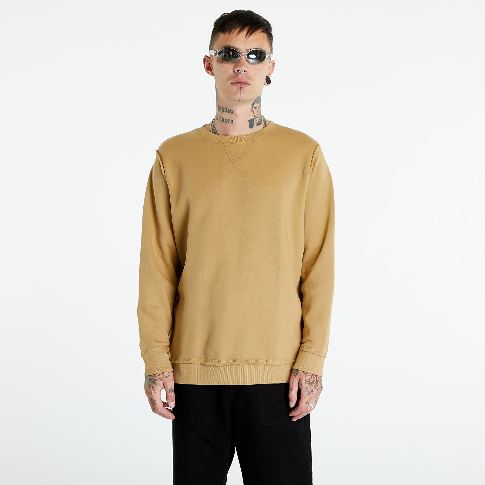Bluzy Urban Classics Oversized Open Edge Crew Warm Sand
