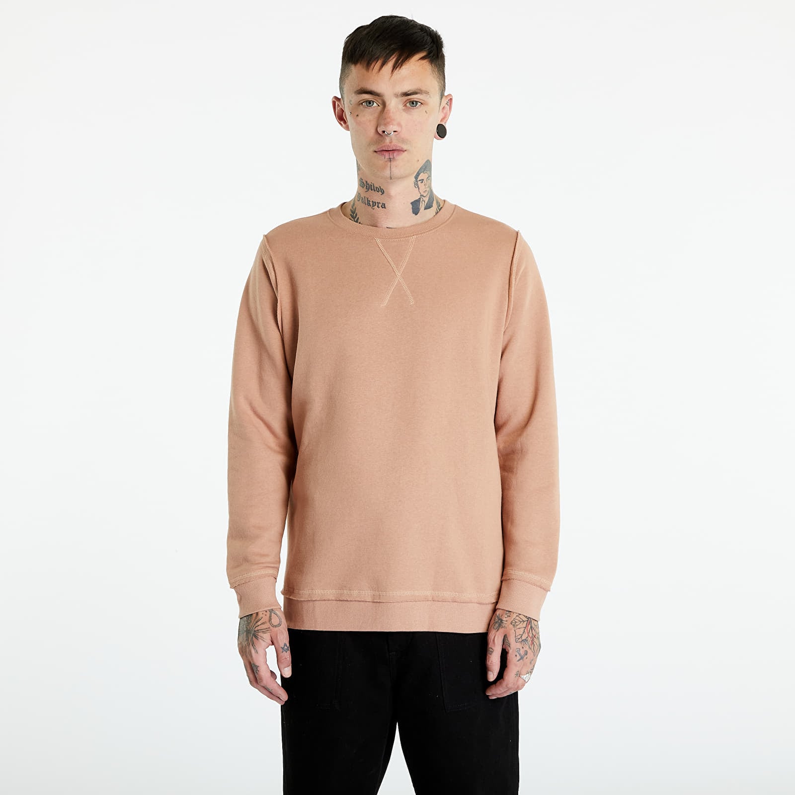 Dukserice Urban Classics Oversized Open Edge Crew Amber