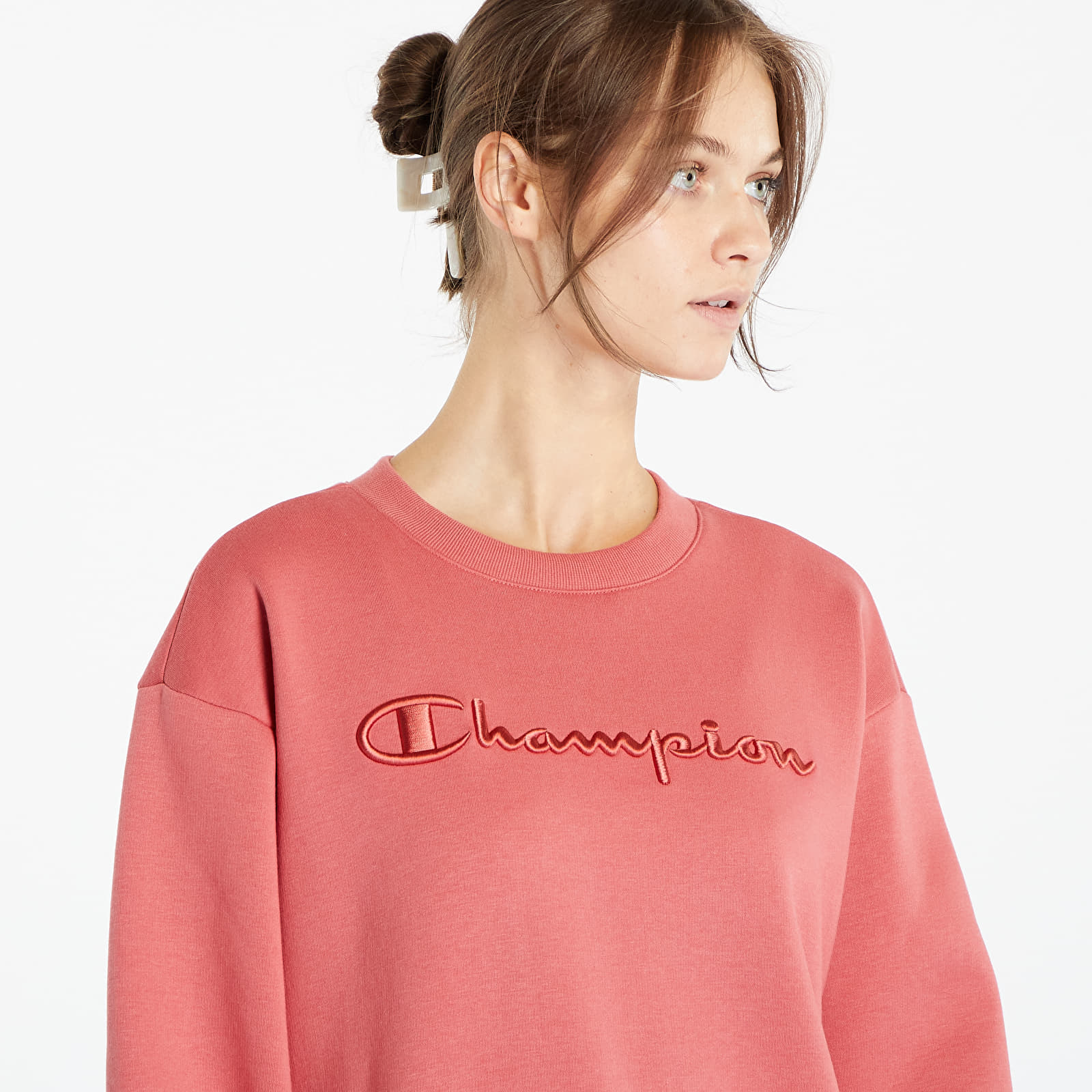 Pink champion crewneck womens shop