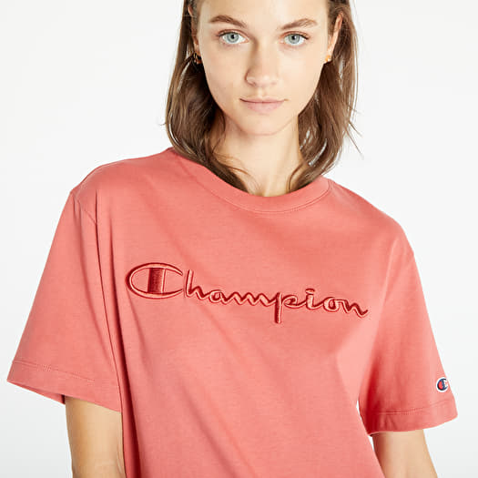 Damen Bekleidung Champion Crewneck T-Shirt Dark Pink | Queens