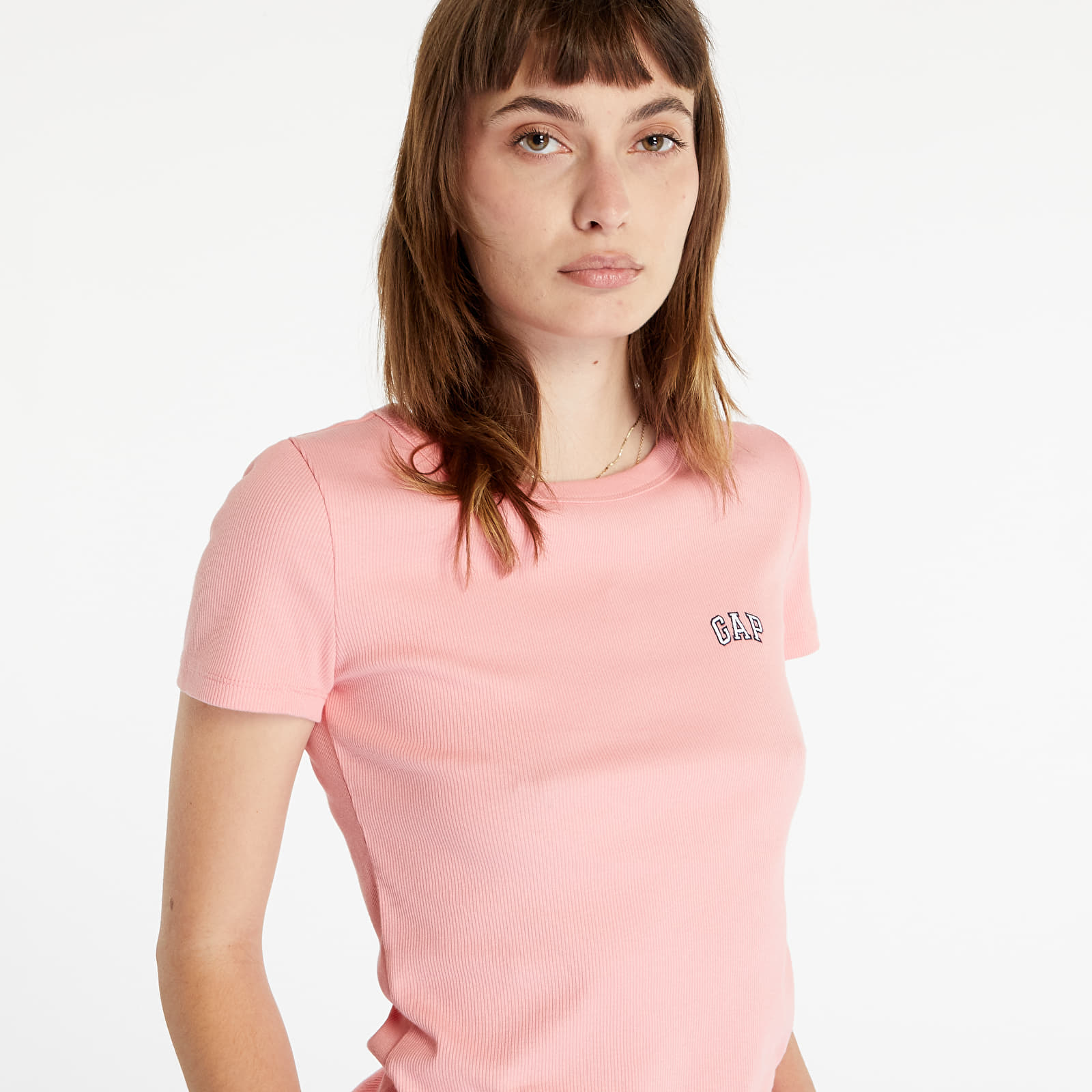 Trička GAP V-Ss Rib Baby Tee Bright Guava