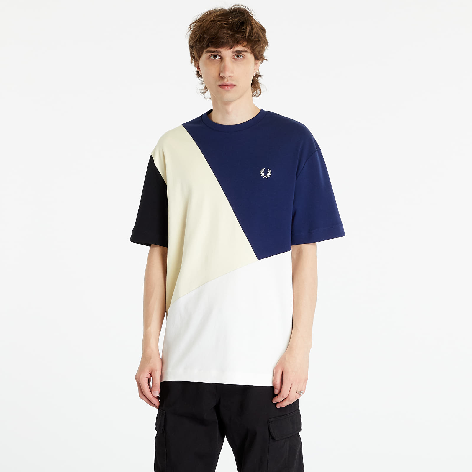 Trička FRED PERRY Abstract Colour Block T-Shirt French Navy