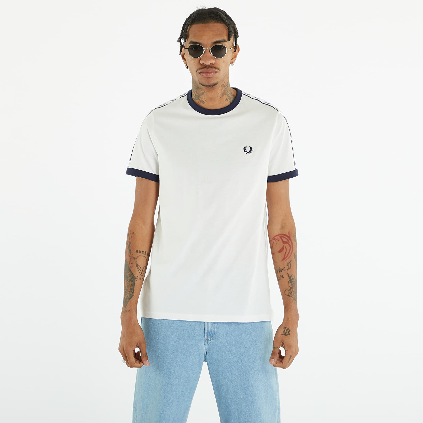 Trička FRED PERRY Taped Ringer T-shirt Snow White