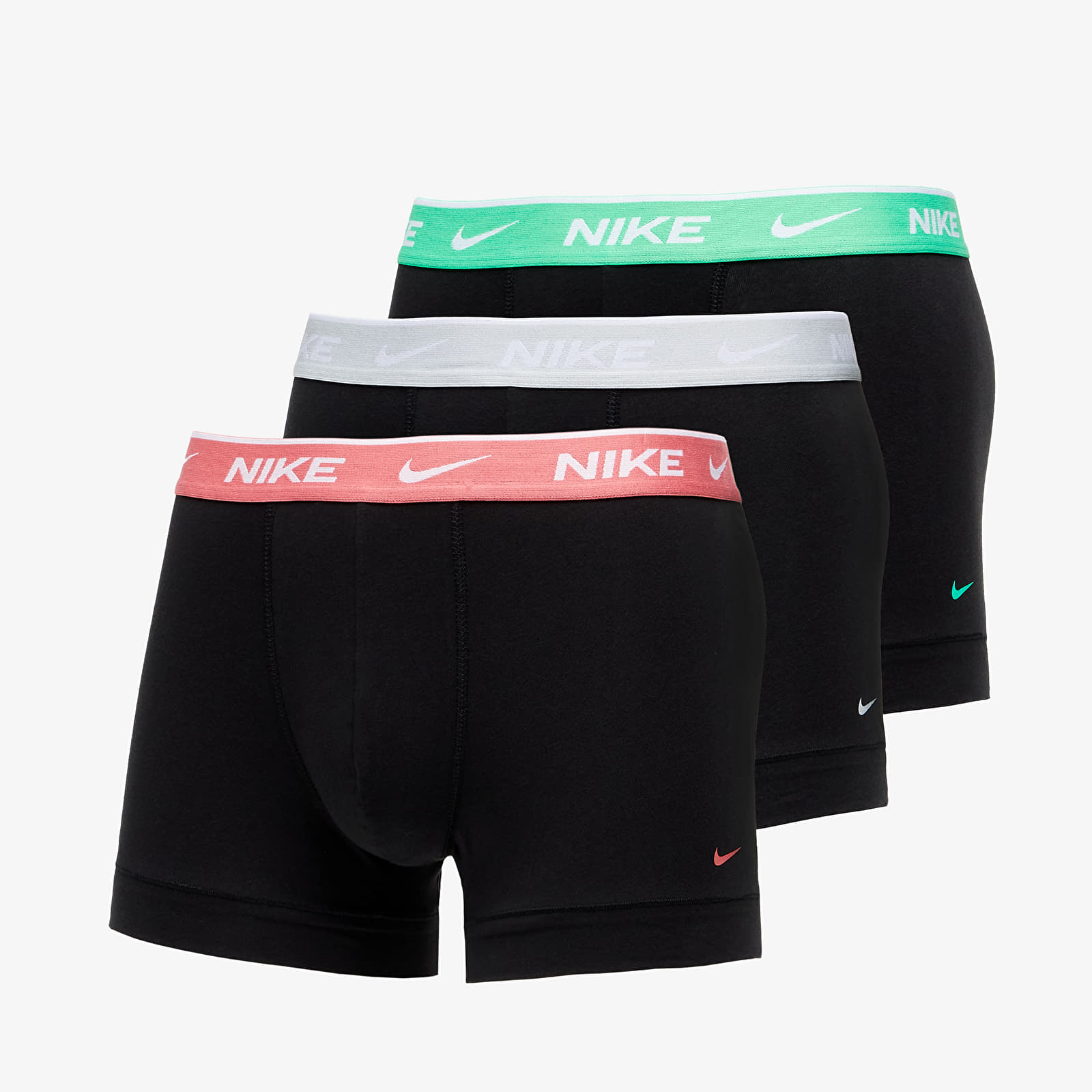 Bokseru šorti Nike Everyday Cotton Stretch Trunk 3 Pack Black/ Sea Coral/ Platinum/ Elec Algae