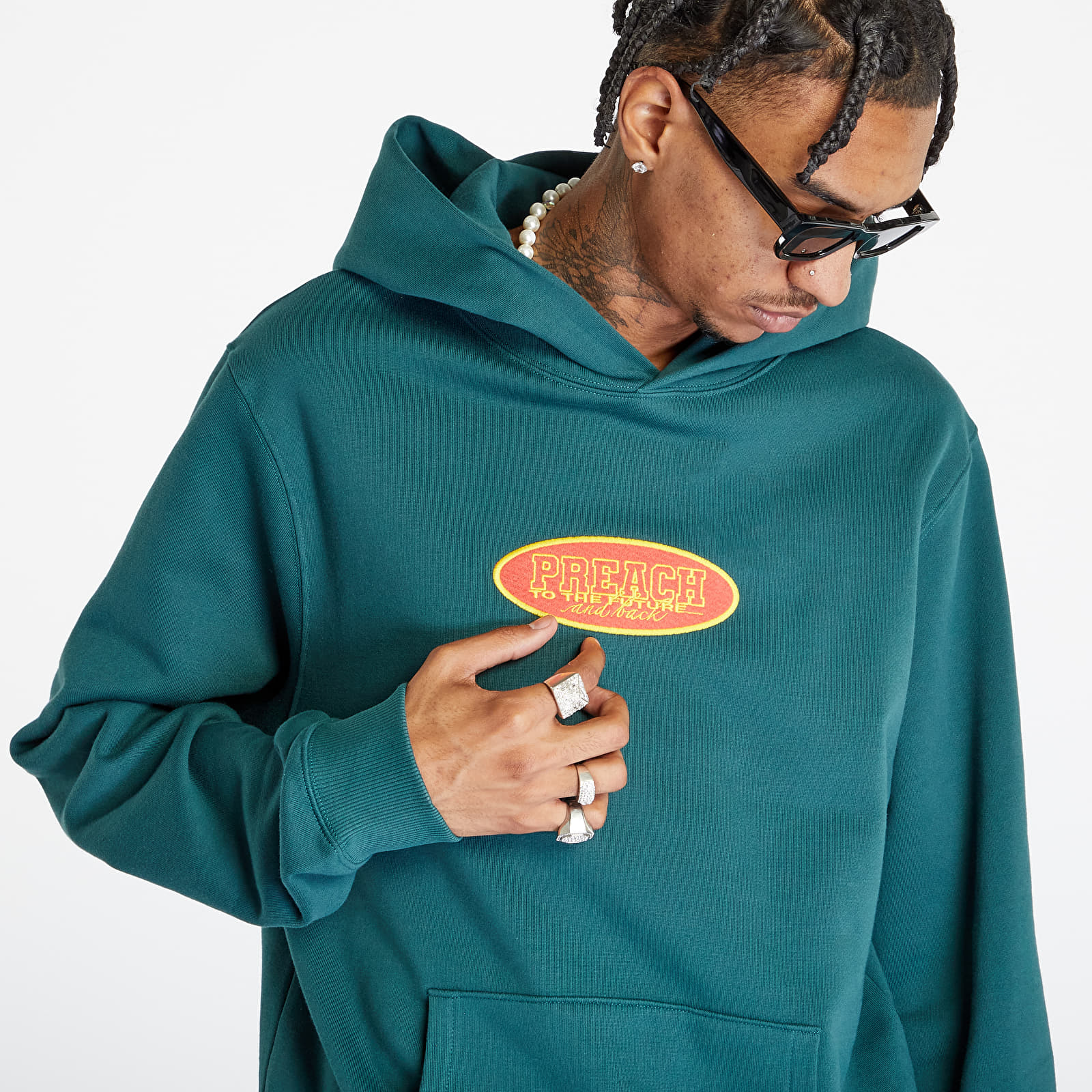 Stussy oval applique hoodie online
