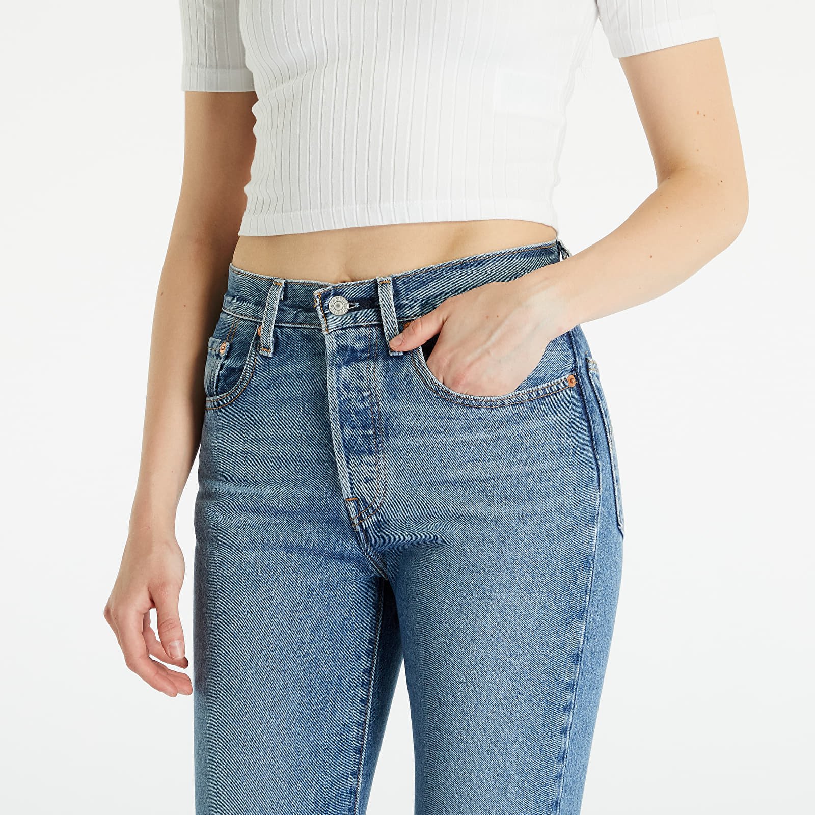 Spodnie damskie Levi's® 501® Crop Jeans Medium Indigo Worn In - Blue