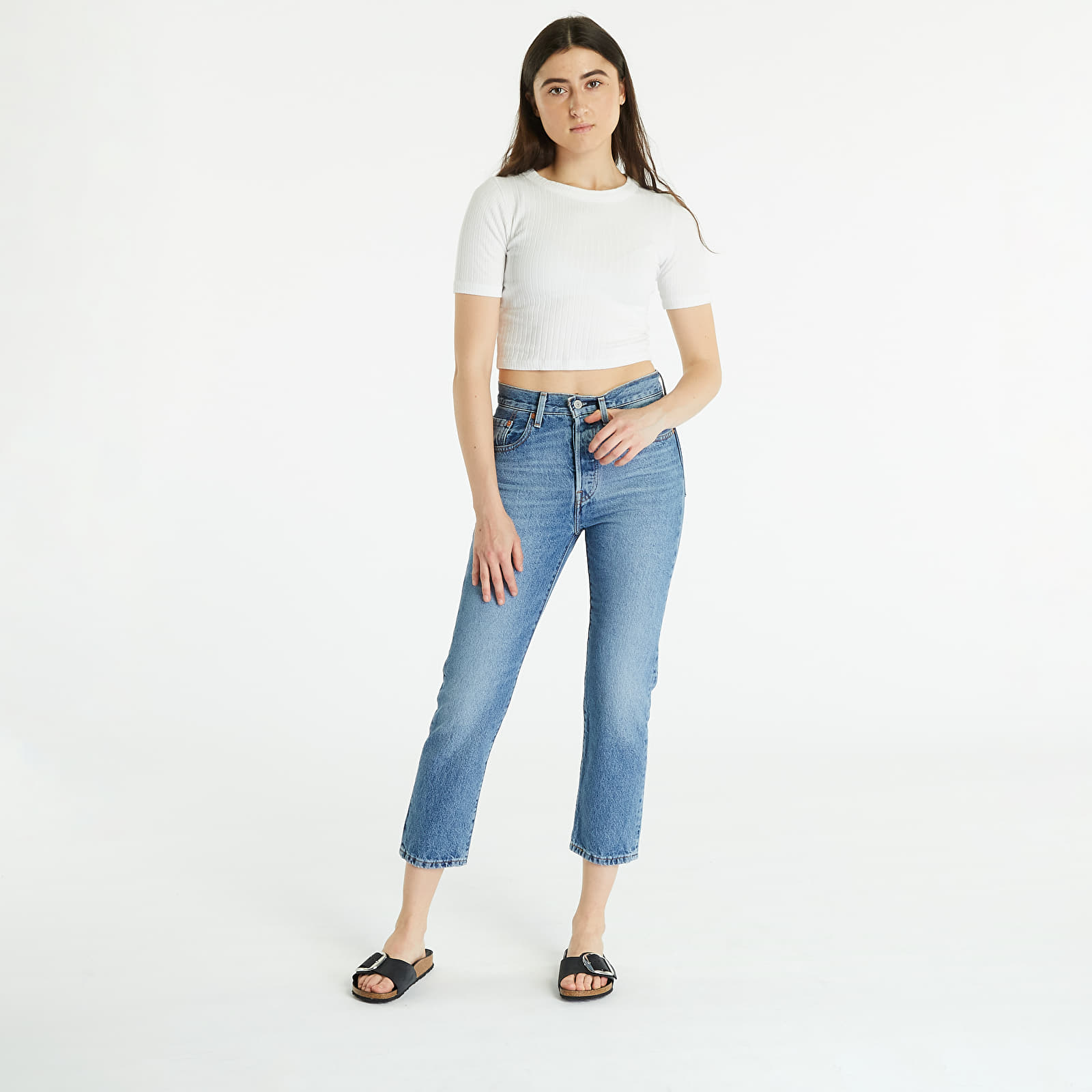 Spodnie damskie Levi's® 501® Crop Jeans Medium Indigo Worn In - Blue