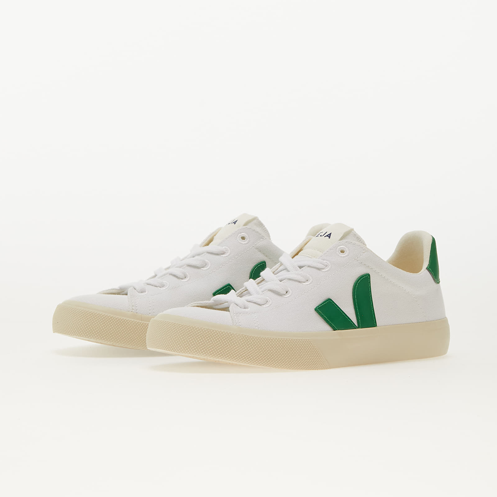 Încălțăminte și sneakerși pentru bărbați Veja Campo Canvas White/ Emeraude