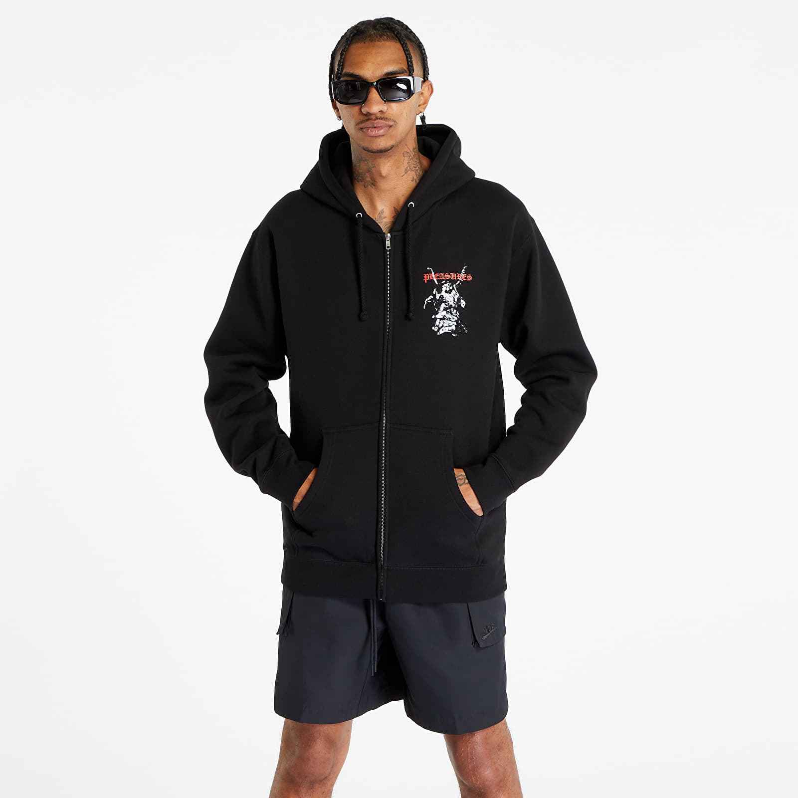 Толстовки та реглани PLEASURES Goat Zip Hoodie Black