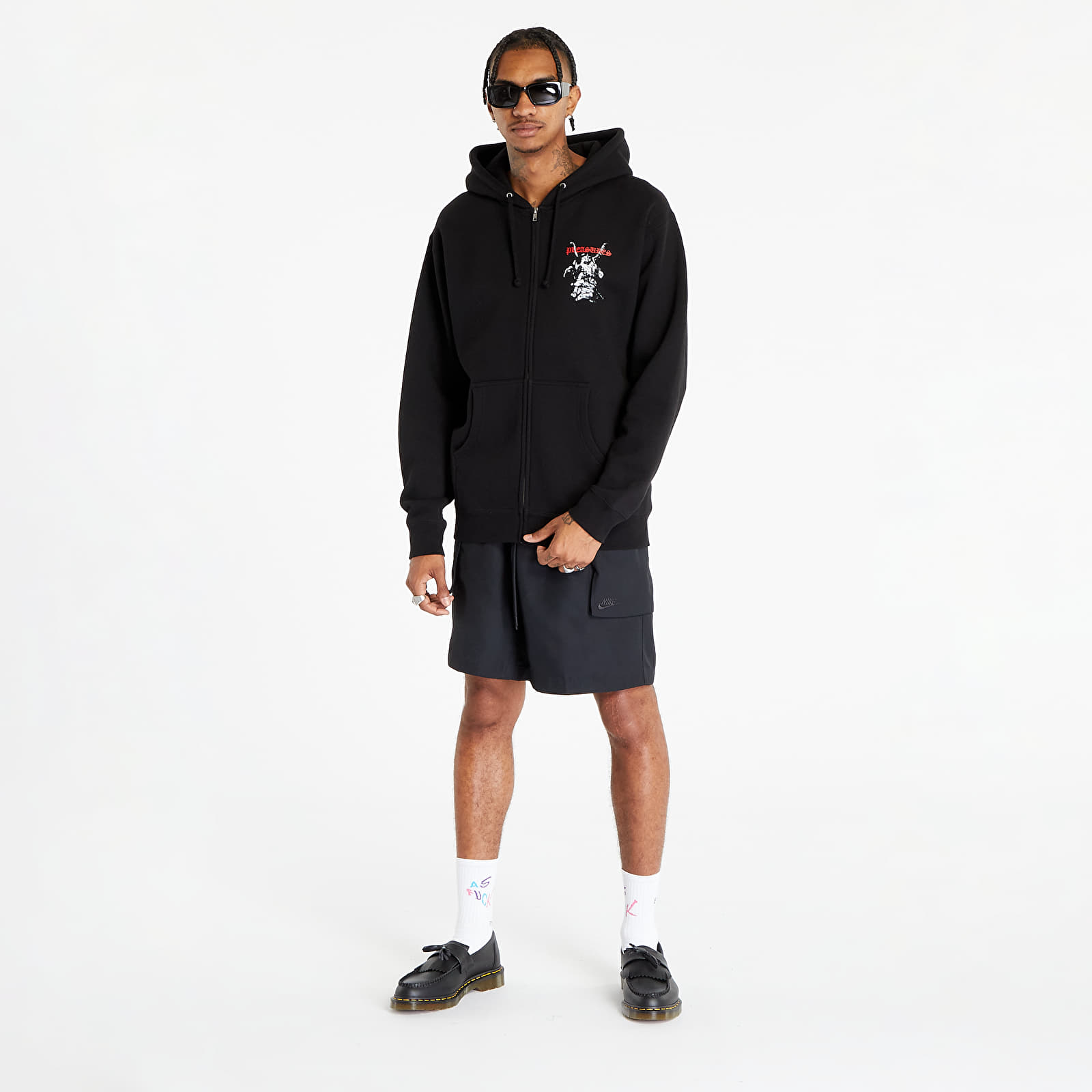 Толстовки та реглани PLEASURES Goat Zip Hoodie Black
