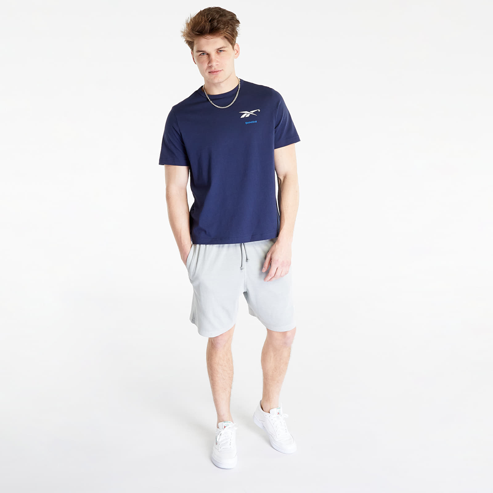 T Shirts Reebok Basketball Ct Ss Tee Vector Navy Queens