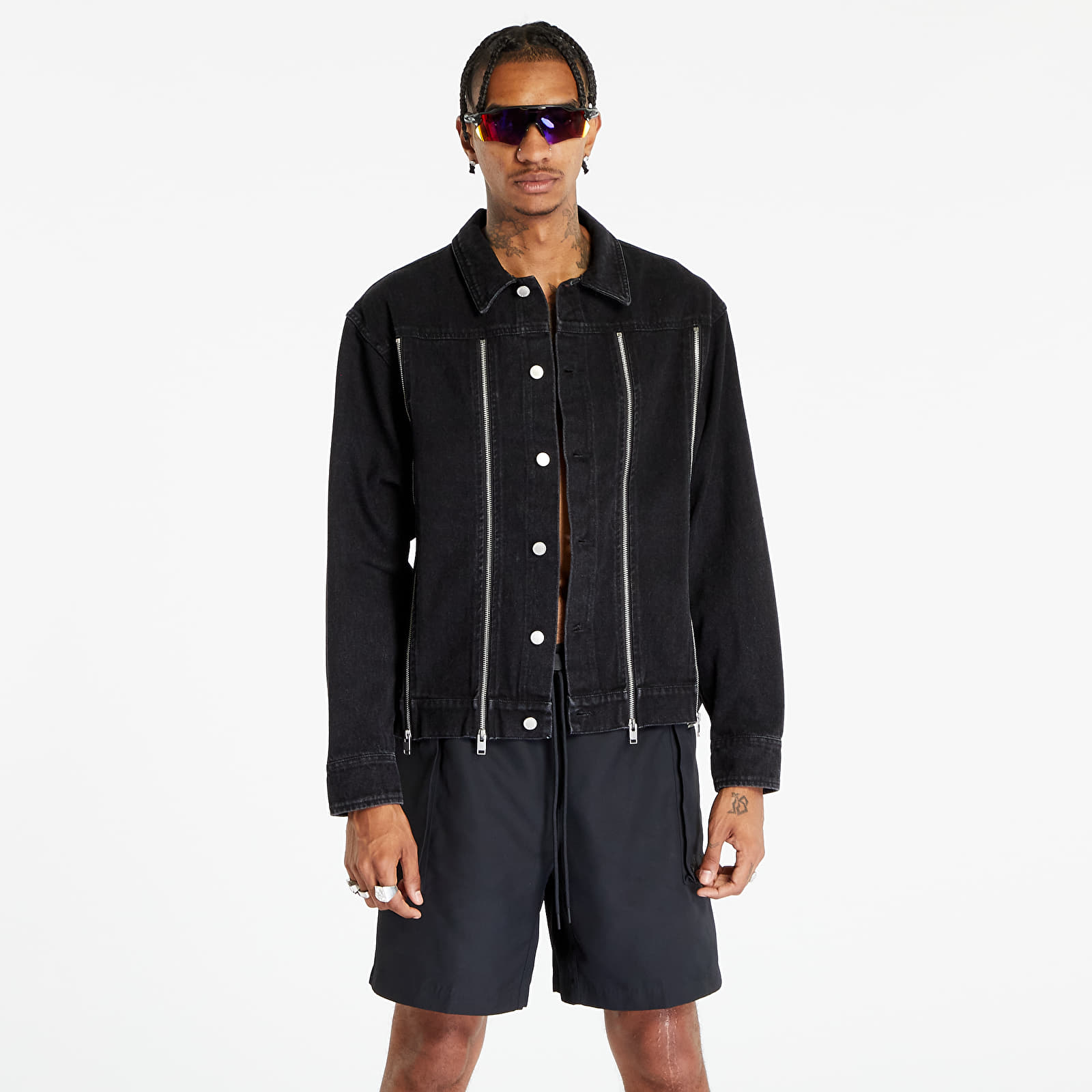 Dzsekik PLEASURES Mileage Denim Trucker Jacket Black