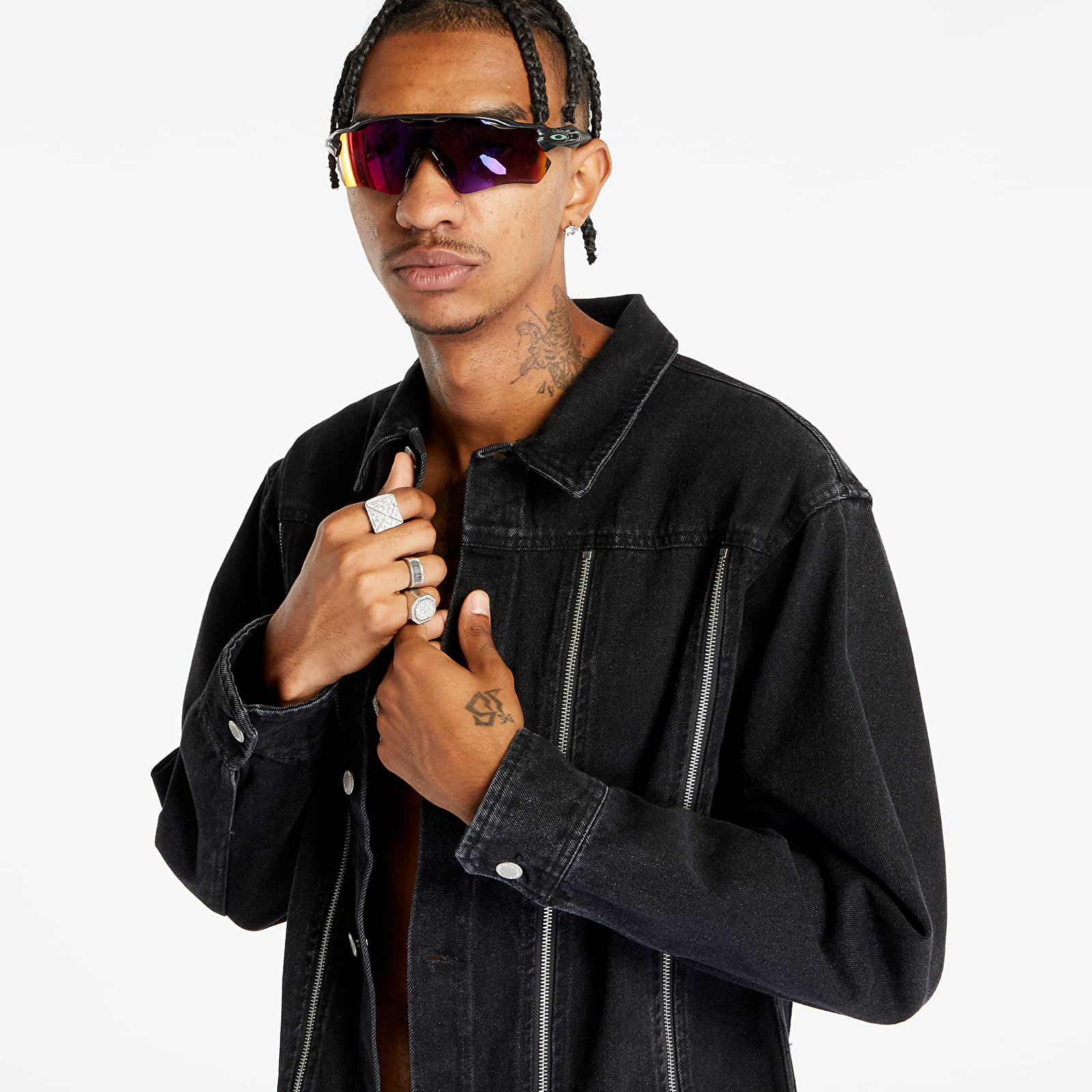 Dzsekik PLEASURES Mileage Denim Trucker Jacket Black