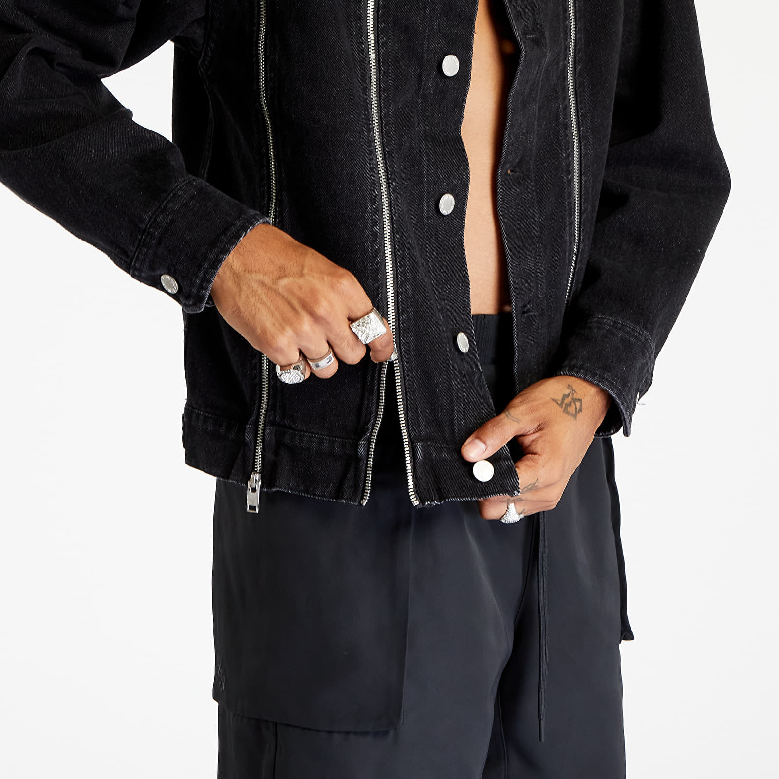 Dzsekik PLEASURES Mileage Denim Trucker Jacket Black