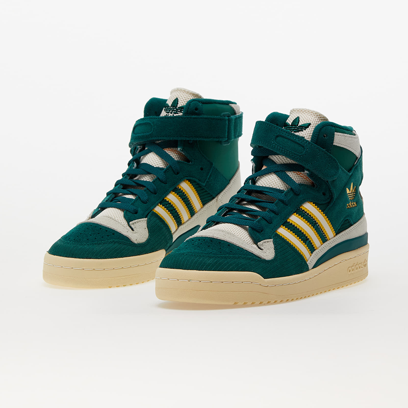 Men s sneakers and shoes adidas Originals Forum 84 Hi Collegiate Green Core White Bold Gold Queens