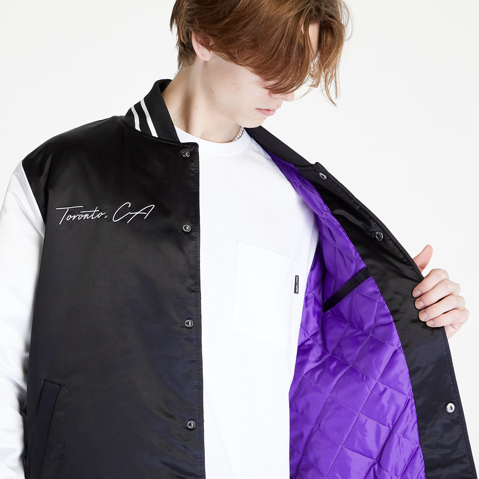Jackets Mitchell & Ness Team Origins Varsity Satin Toronto Raptors Jacket Black/ White