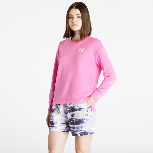 Φούτερ Under Armour Rival Fleece Oversize Crew Pink Edge/ White/ White