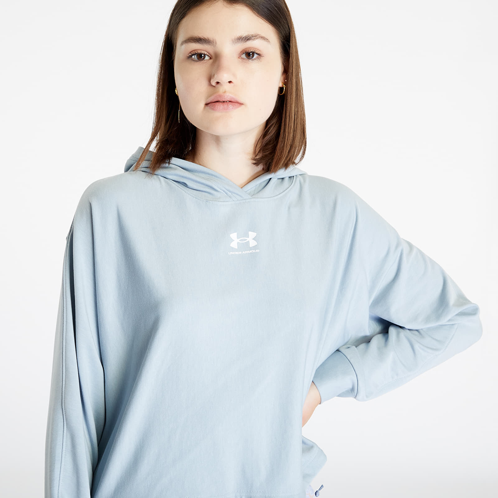Sudaderas Under Armour Rival Terry Oversized Hoodie Harbor Blue/ White