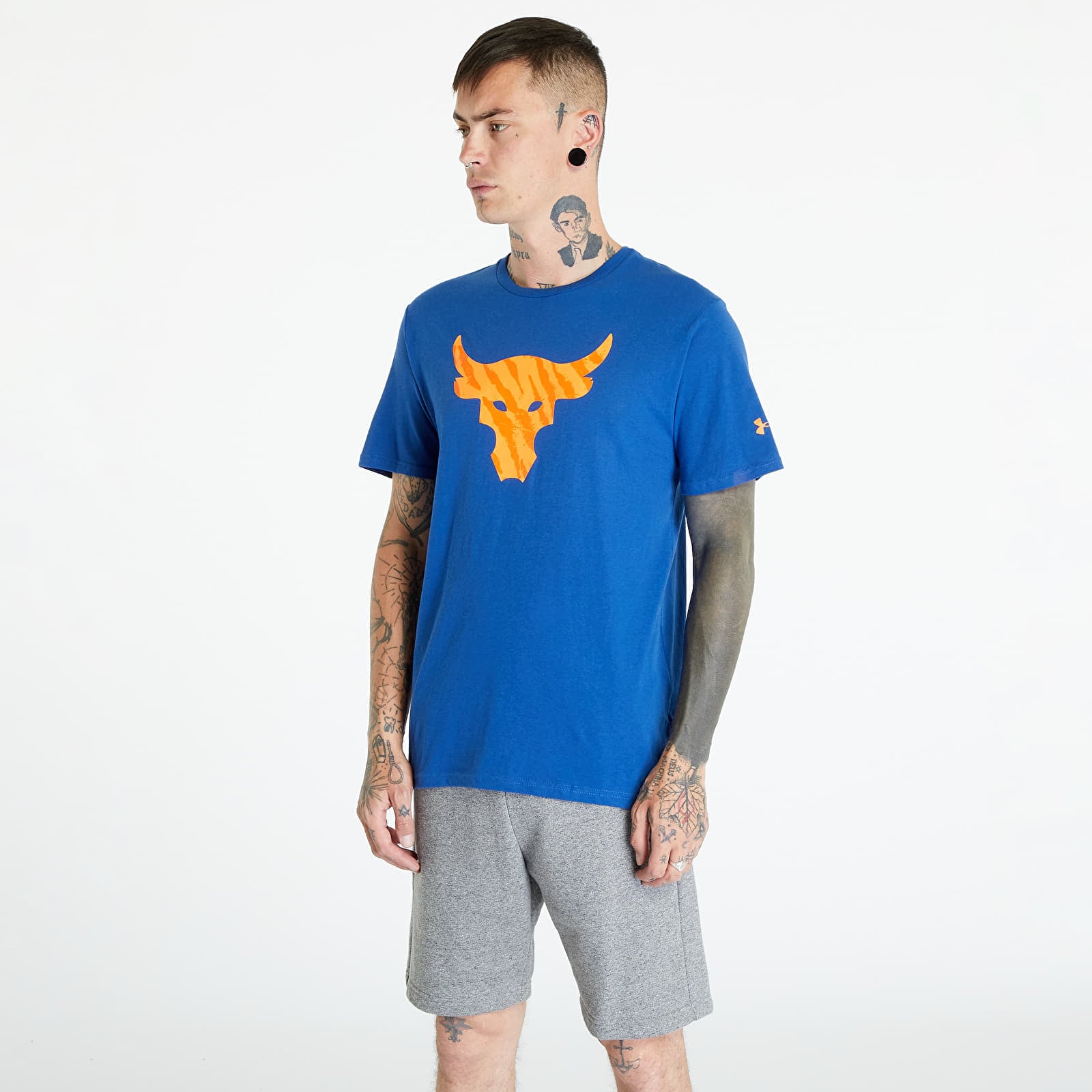 T-shirt Under Armour Project Rock Brahma Bull T-Shirt Blue Mirage/ Orange Blast XL