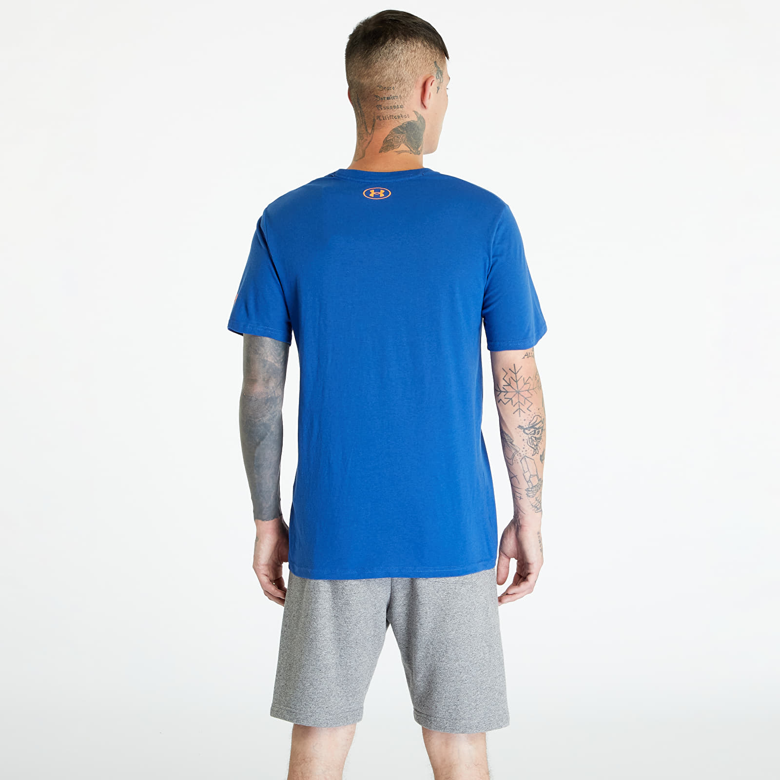 T-Shirts Under Armour Project Rock Brahma Bull T-Shirt Blue Mirage/ Orange Blast