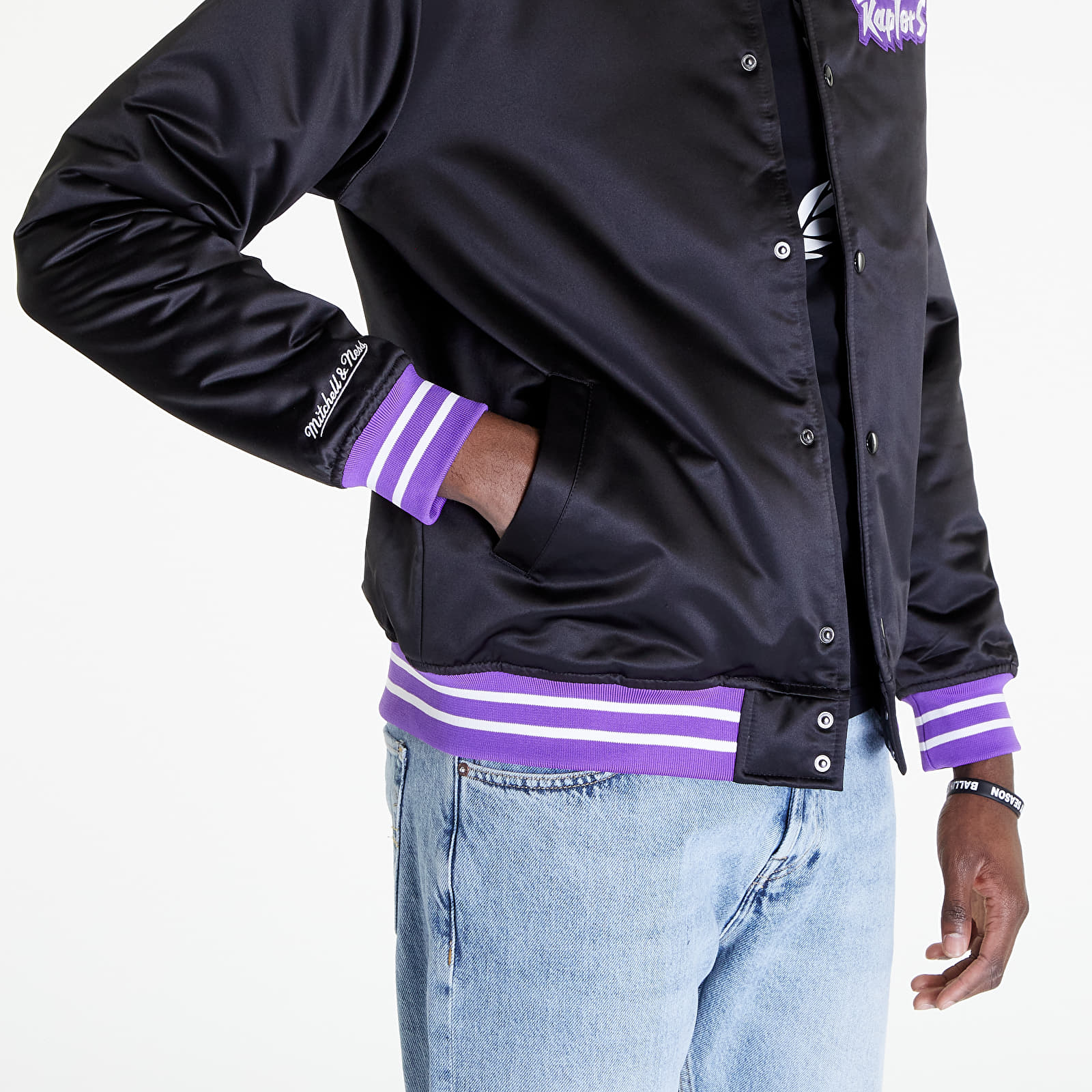 Jackets Mitchell & Ness Heavyweight Satin Jacket Black