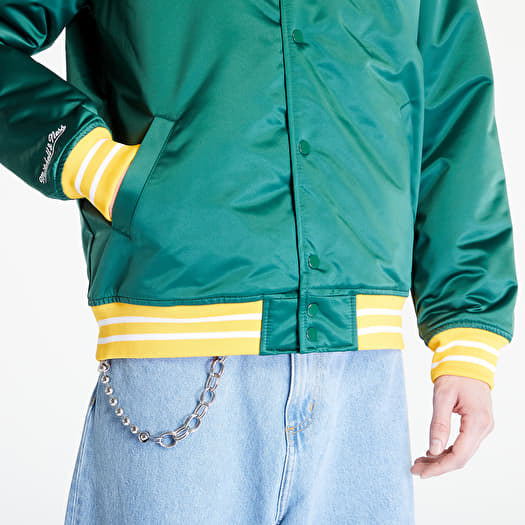 Jacken Mitchell Ness Heavyweight Satin Jacket Dark Green Queens