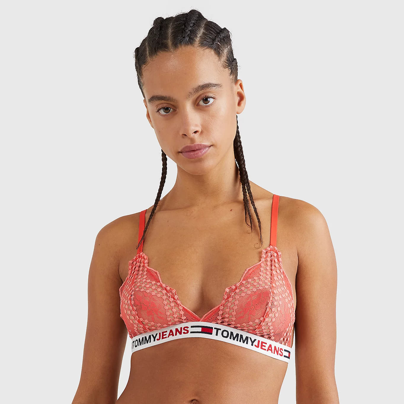 Rintaliivit TOMMY JEANS ID Lace Unlined Triangle Bright Vermillion