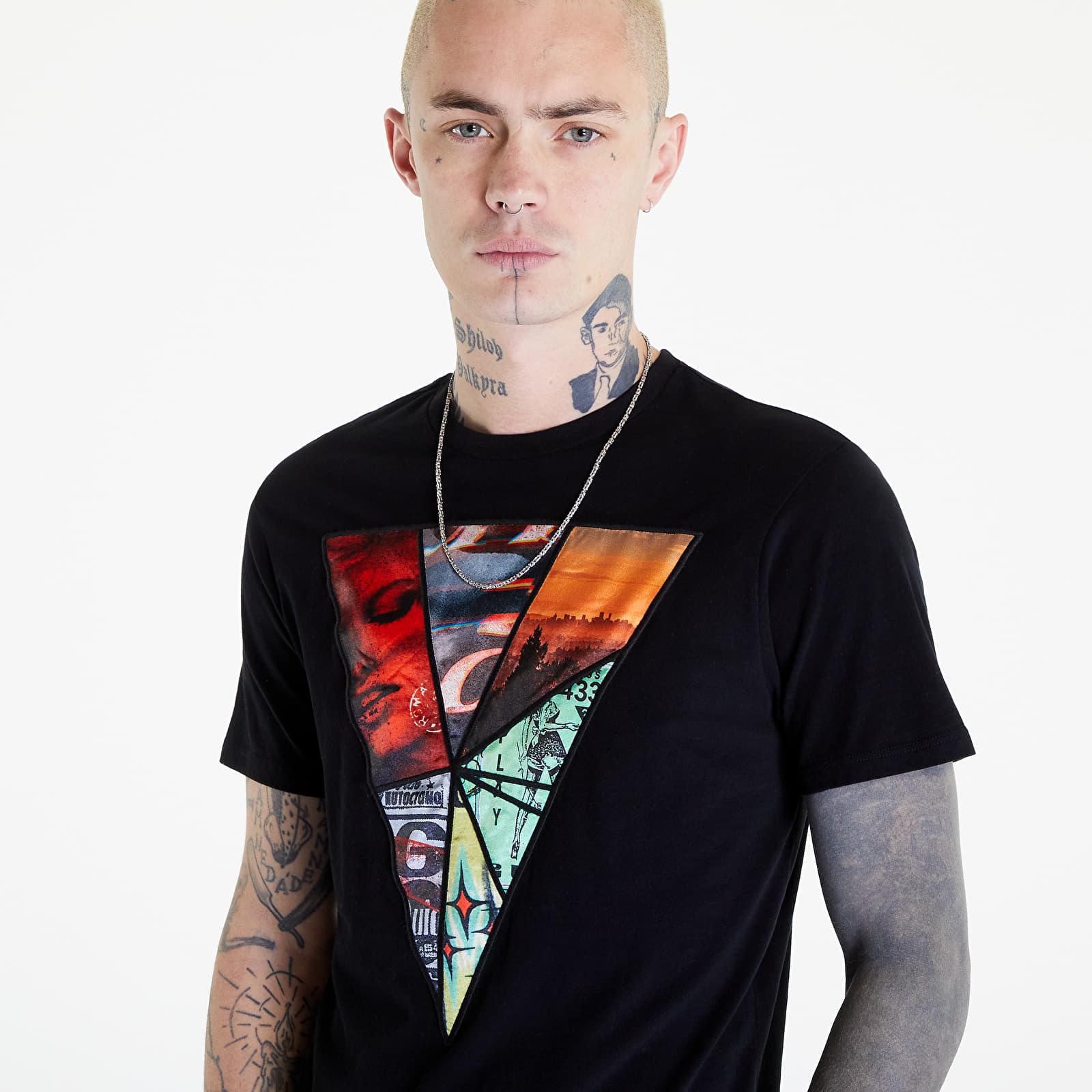 T-Shirts GUESS Spliced Triangle Tee Black