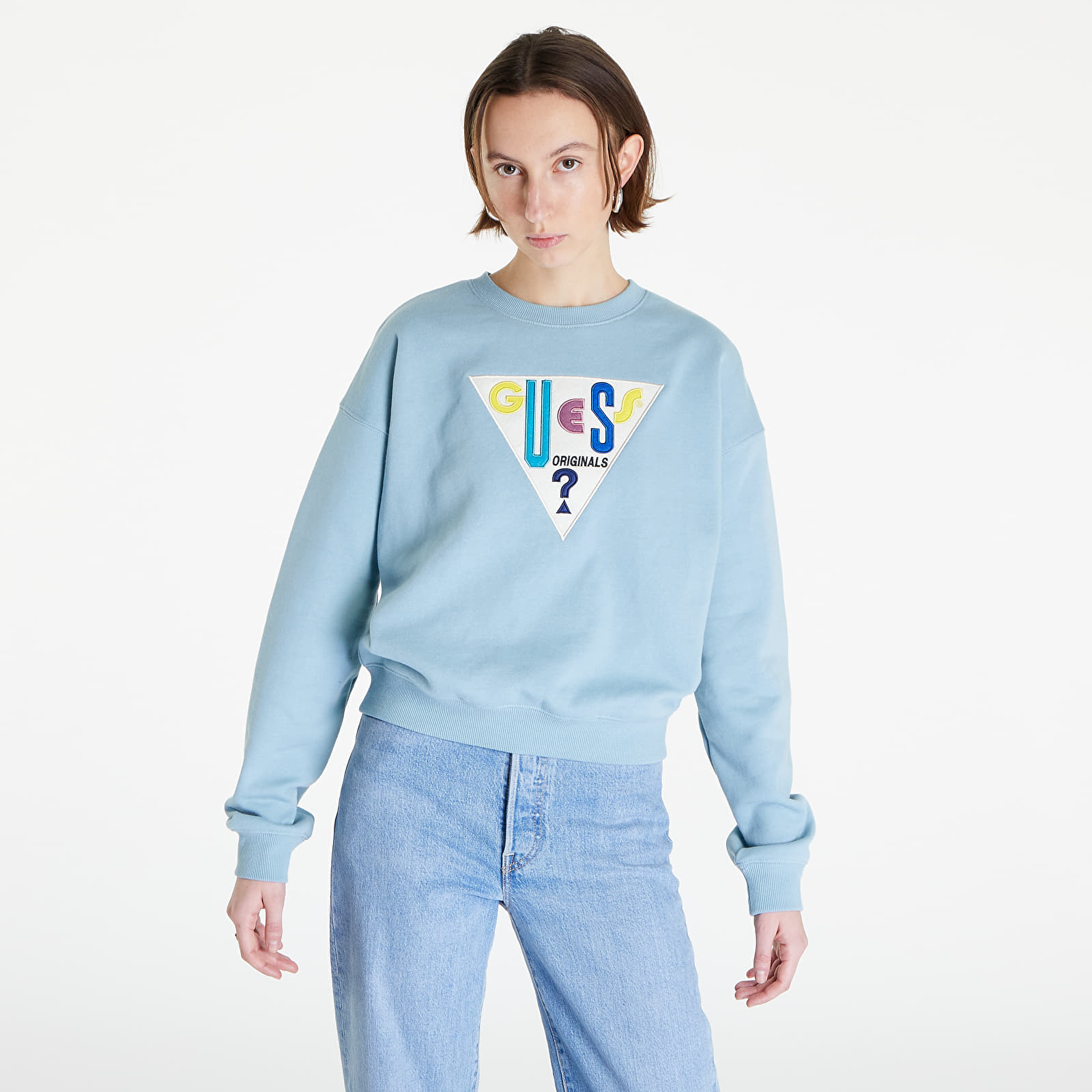 Mikiny GUESS Go Gia Logo Crewneck Blue