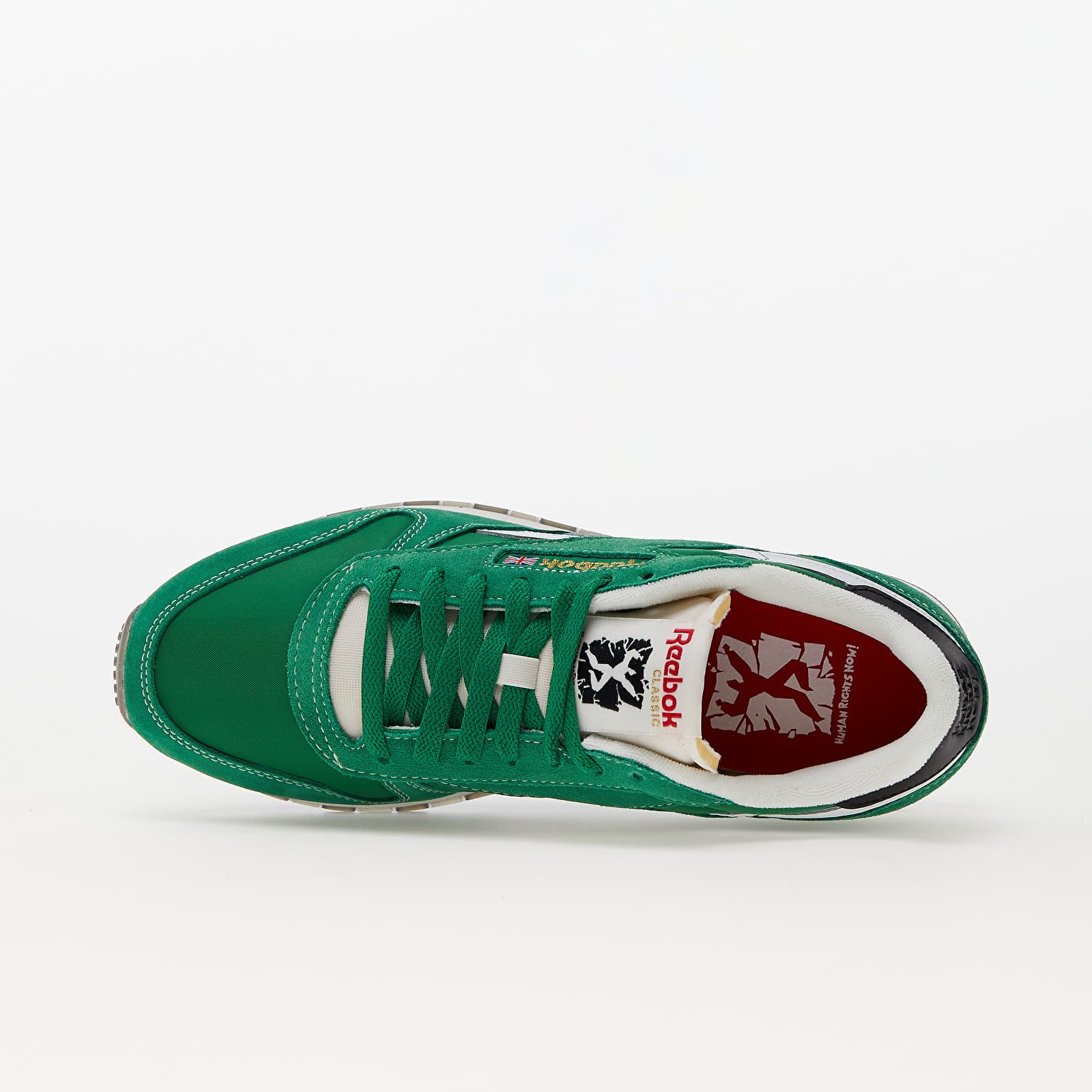 Vīriešu čības un apavi Reebok x Human Right Classic Leather Green/ Ftw White/ Vector Red