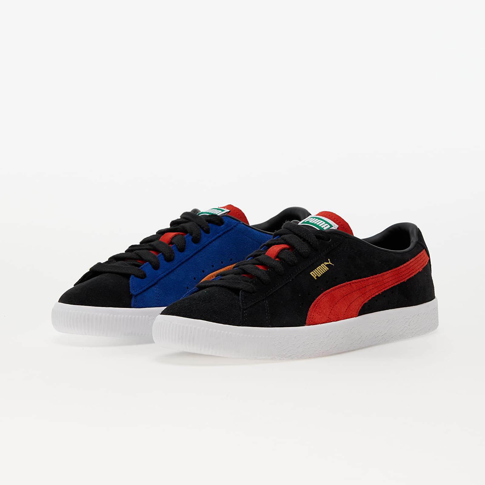 Men s sneakers and shoes Puma Suede VTG Teams Black Burnt Red Blazing Blue Queens