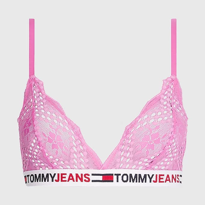 Бюстгальтери TOMMY JEANS Unlined Lace Triangle Bra Pink Armour