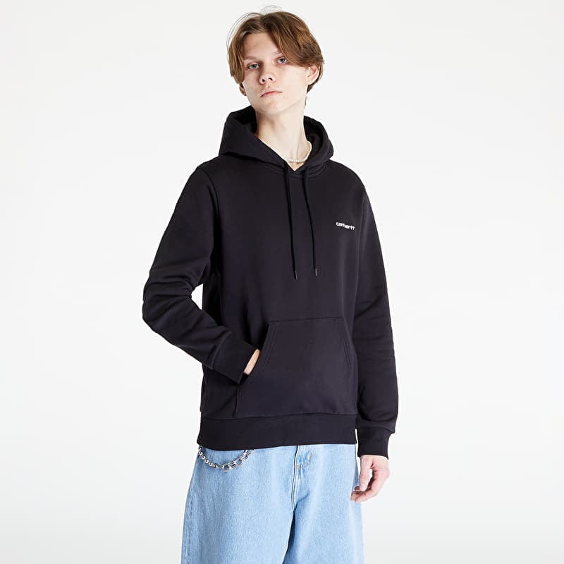 Bluza Carhartt WIP Hooded Script Embroidery Sweat Black/ White