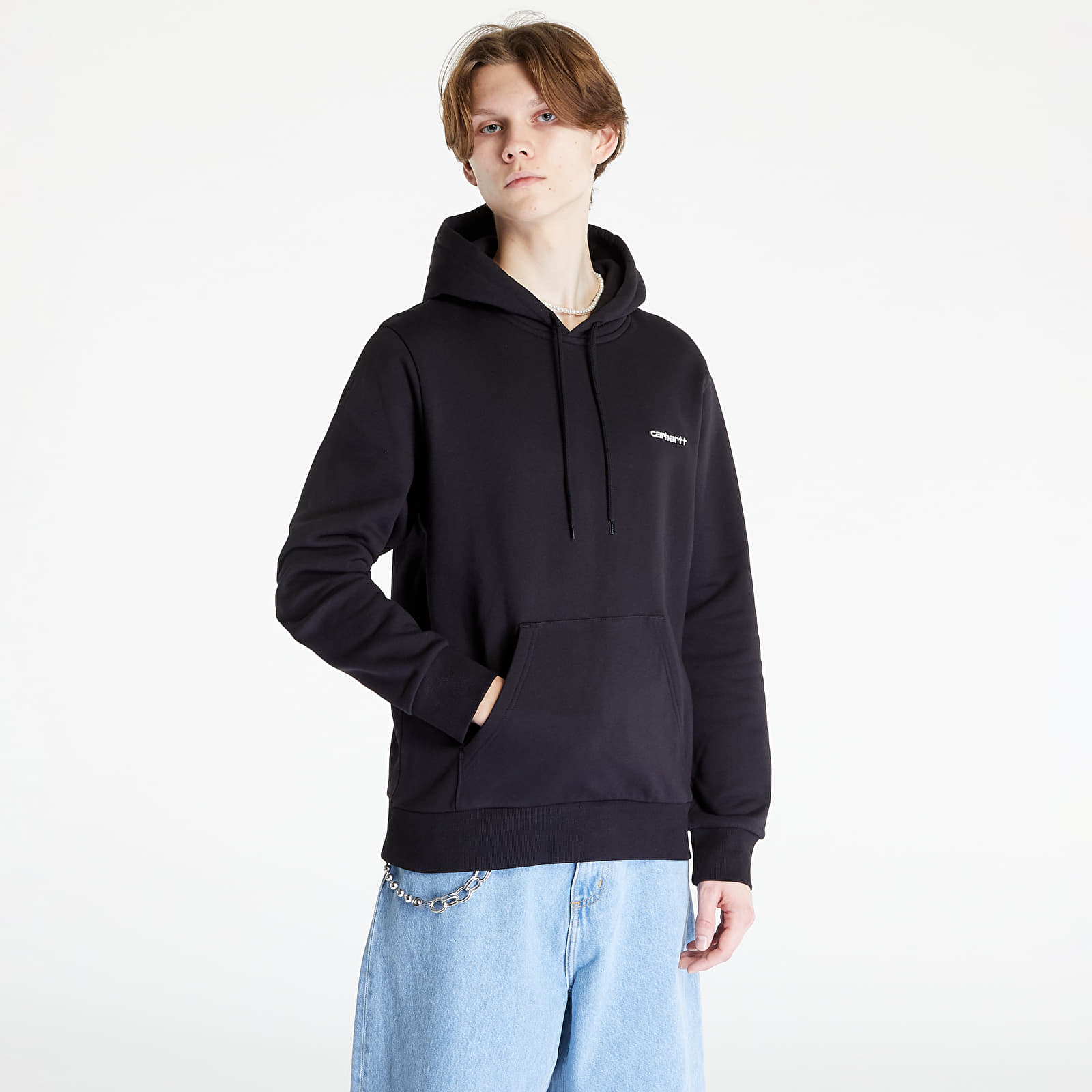Hoodies och sweatshirts Carhartt WIP Hooded Script Embroidery Sweat Black/ White