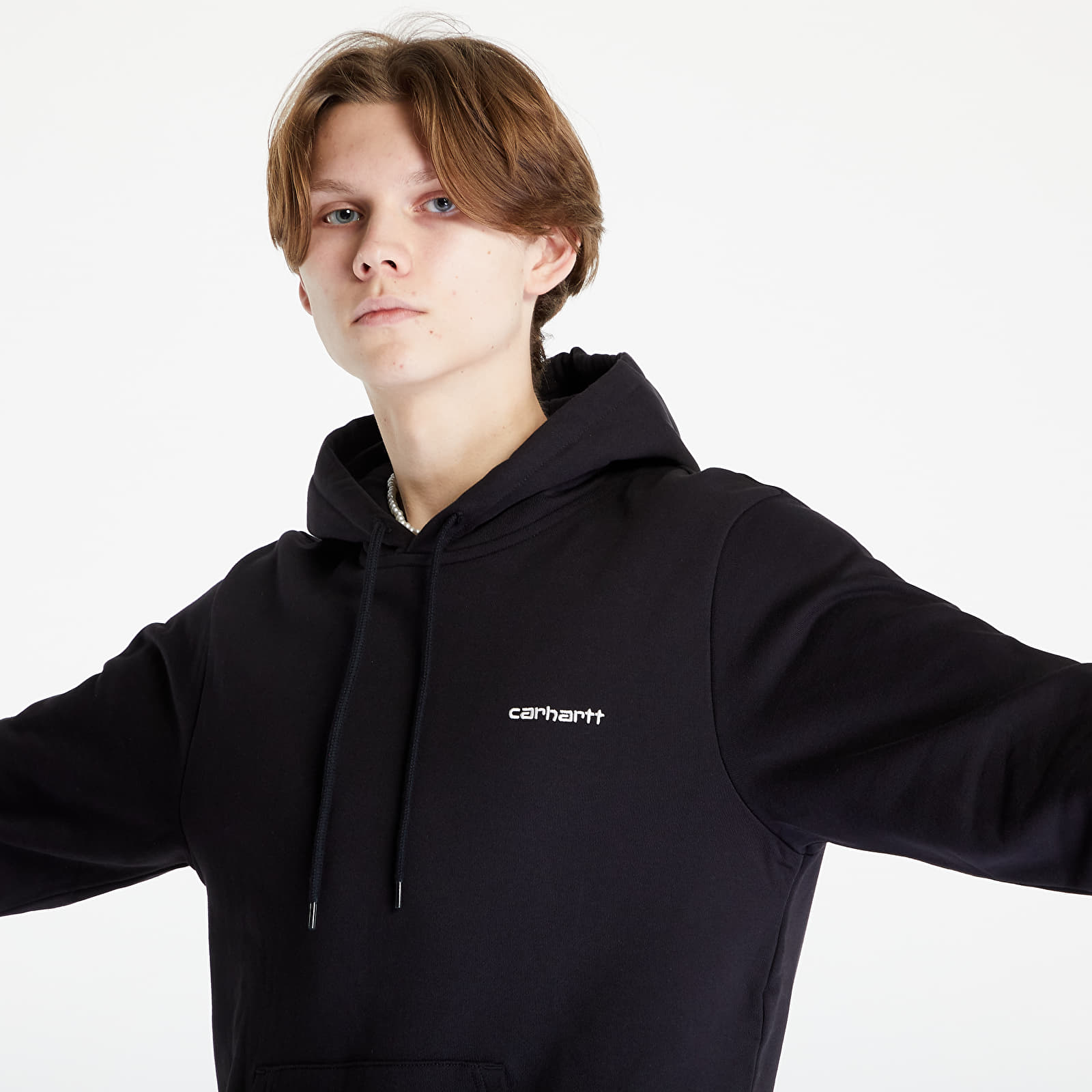 Hoodies och sweatshirts Carhartt WIP Hooded Script Embroidery Sweat Black/ White