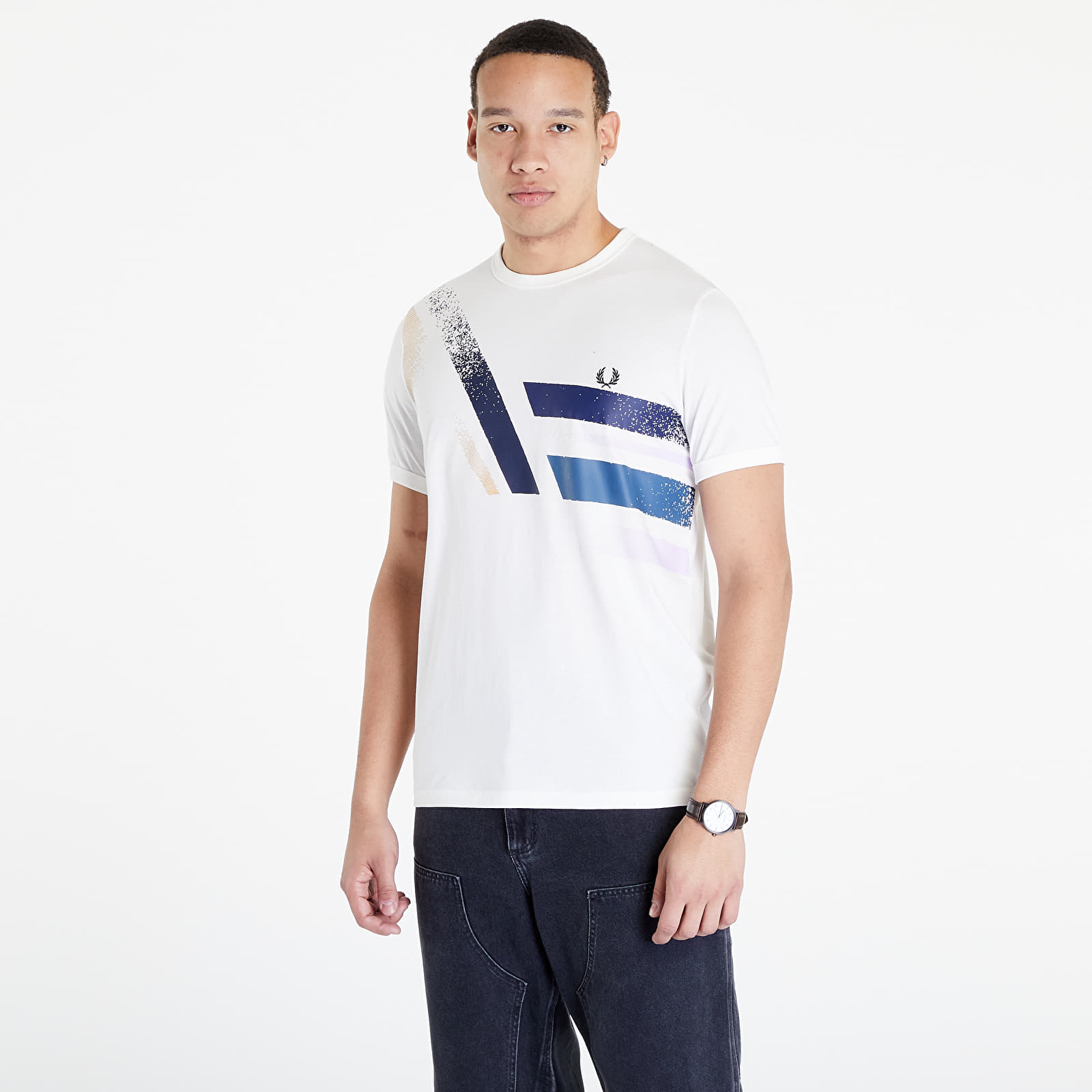 Trička FRED PERRY Abstract Graphic T-Shirt White