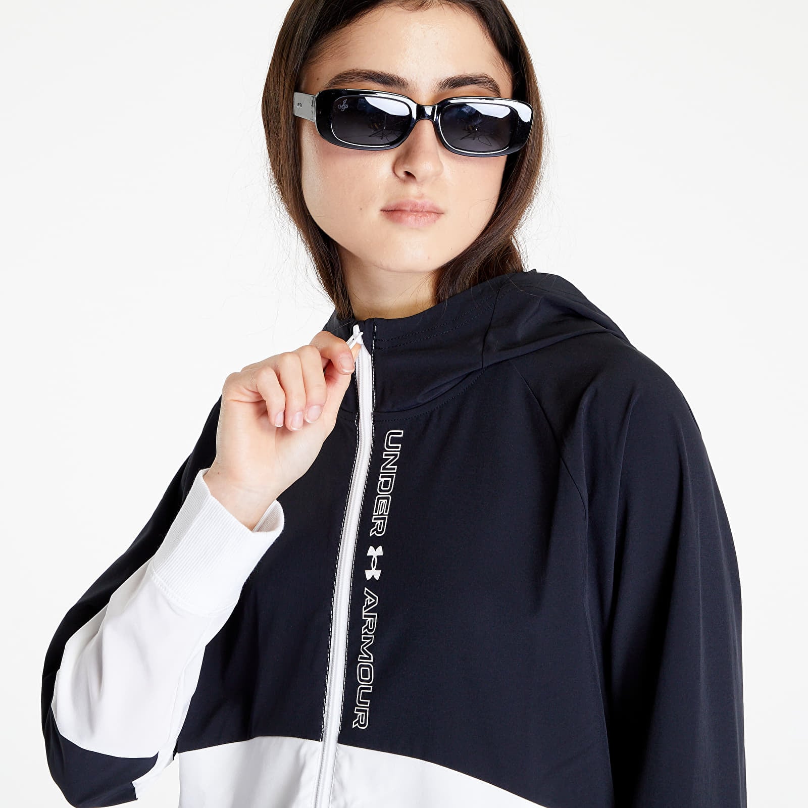 Jas Under Armour Woven FZ Jacket Black/ White/ White M