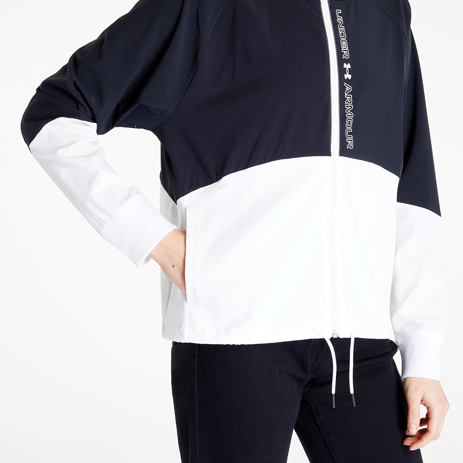 Jackets Under Armour Woven FZ Jacket Black/ White/ White | Queens