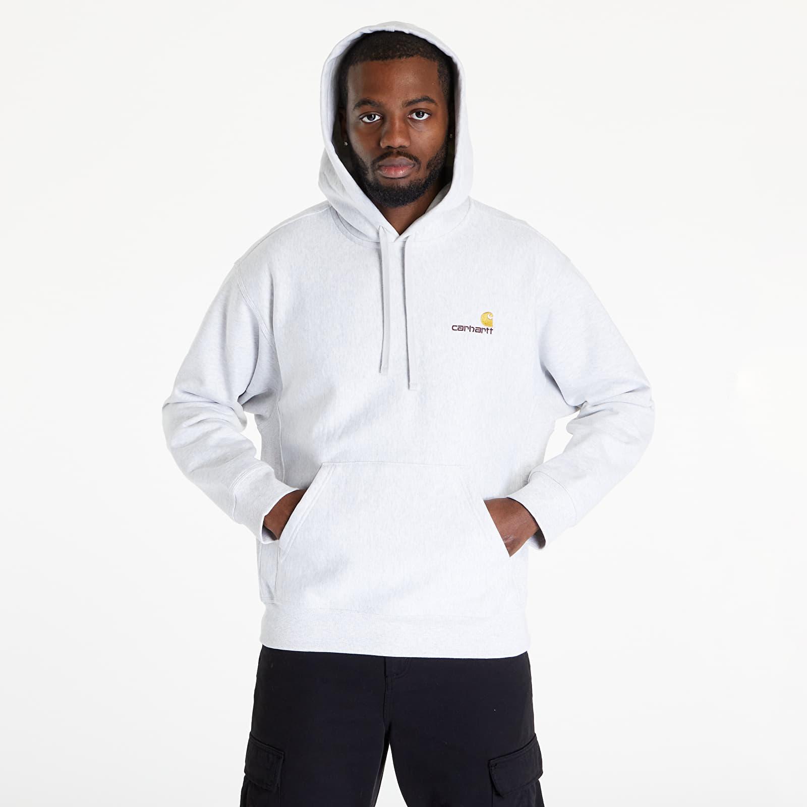 Mikina Carhartt WIP Hooded American Script Sweat Ash Heather S