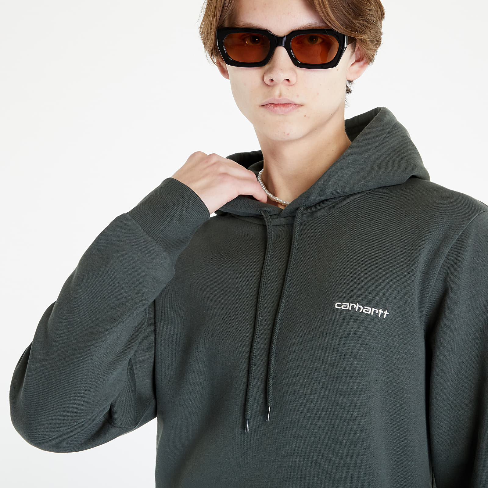 Φούτερ Carhartt WIP Hooded Script Embroidery Sweat Boxwood/ White