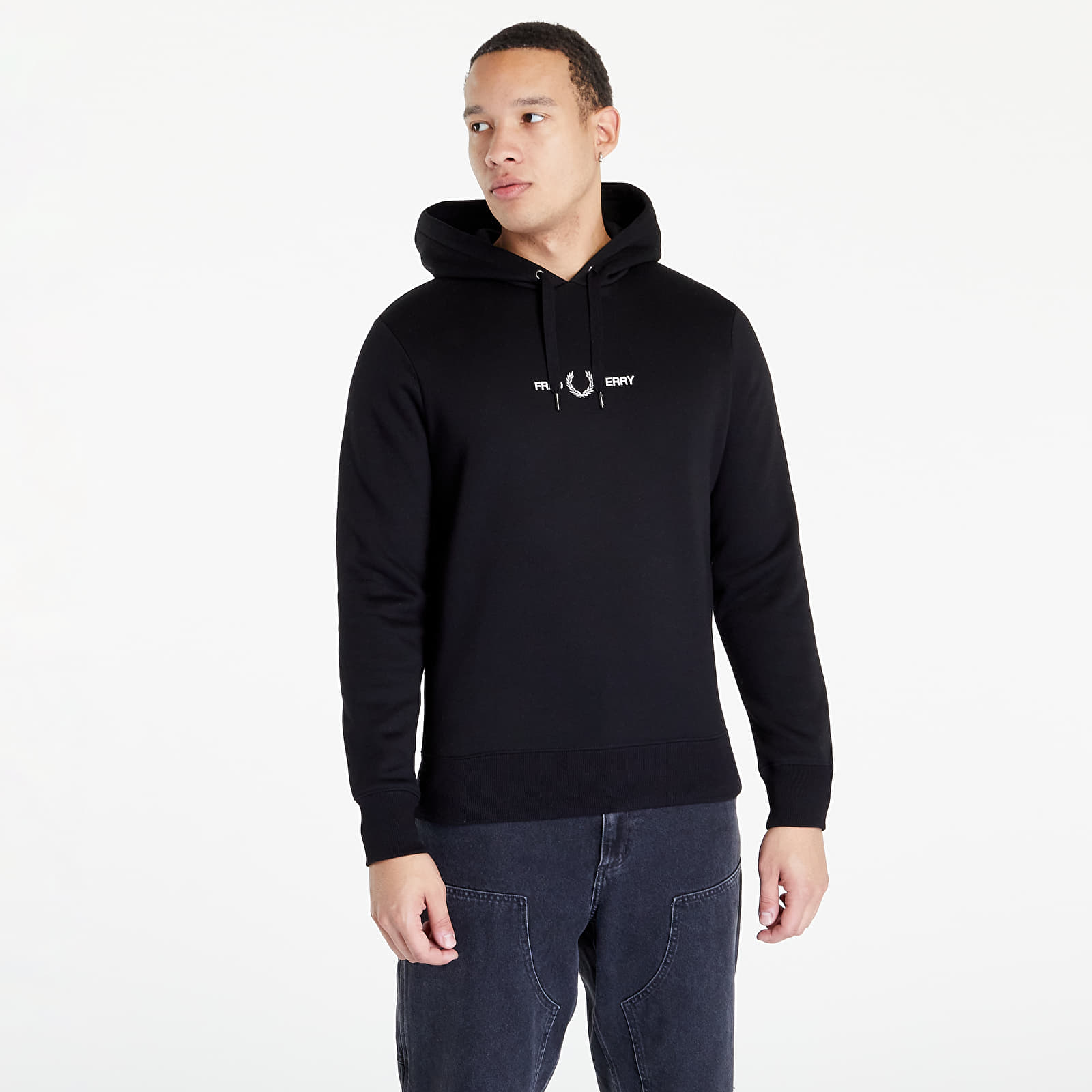Hanorace FRED PERRY Embroidered Hooded Sweatshirt Black