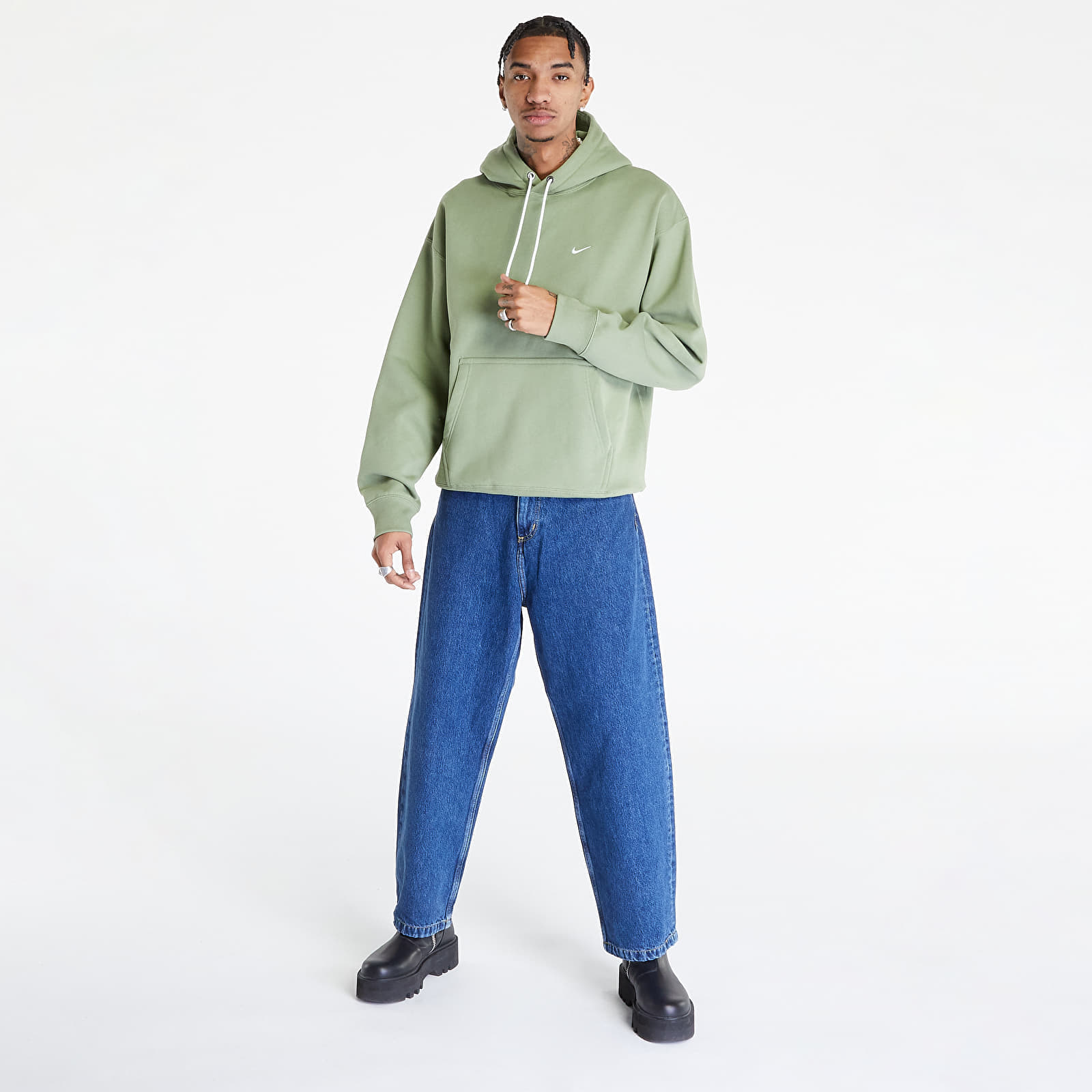 Hoodies and sweatshirts Nike Solo Swoosh Men's Fleece Pullover Hoodie Oil Green/ White