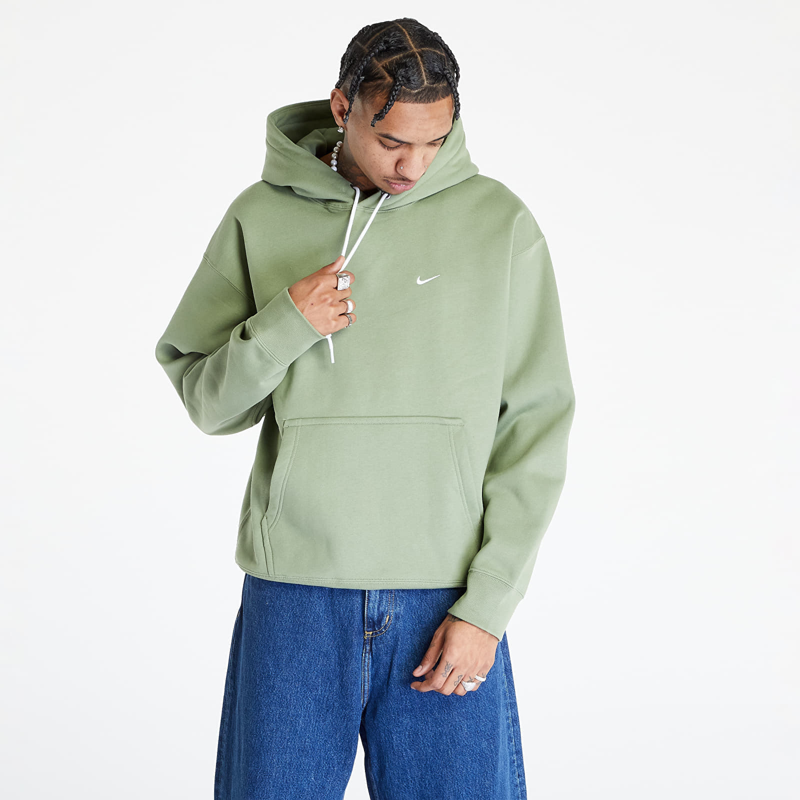 Hoodies and sweatshirts Nike Solo Swoosh Men's Fleece Pullover Hoodie Oil Green/ White