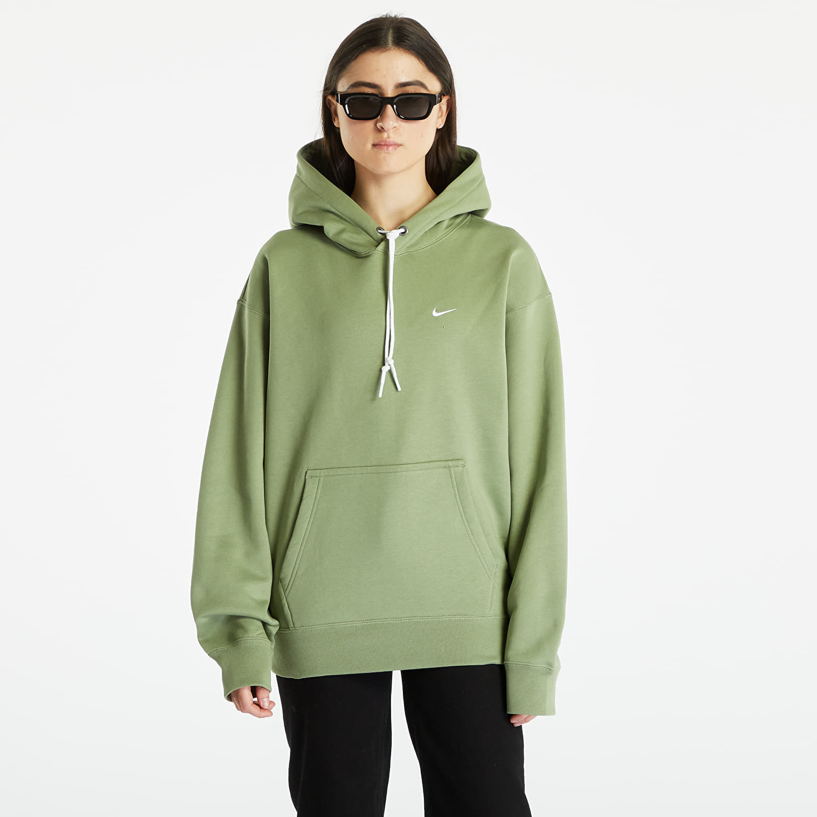 Hoodies and sweatshirts Nike Solo Swoosh Men's Fleece Pullover Hoodie Oil Green/ White