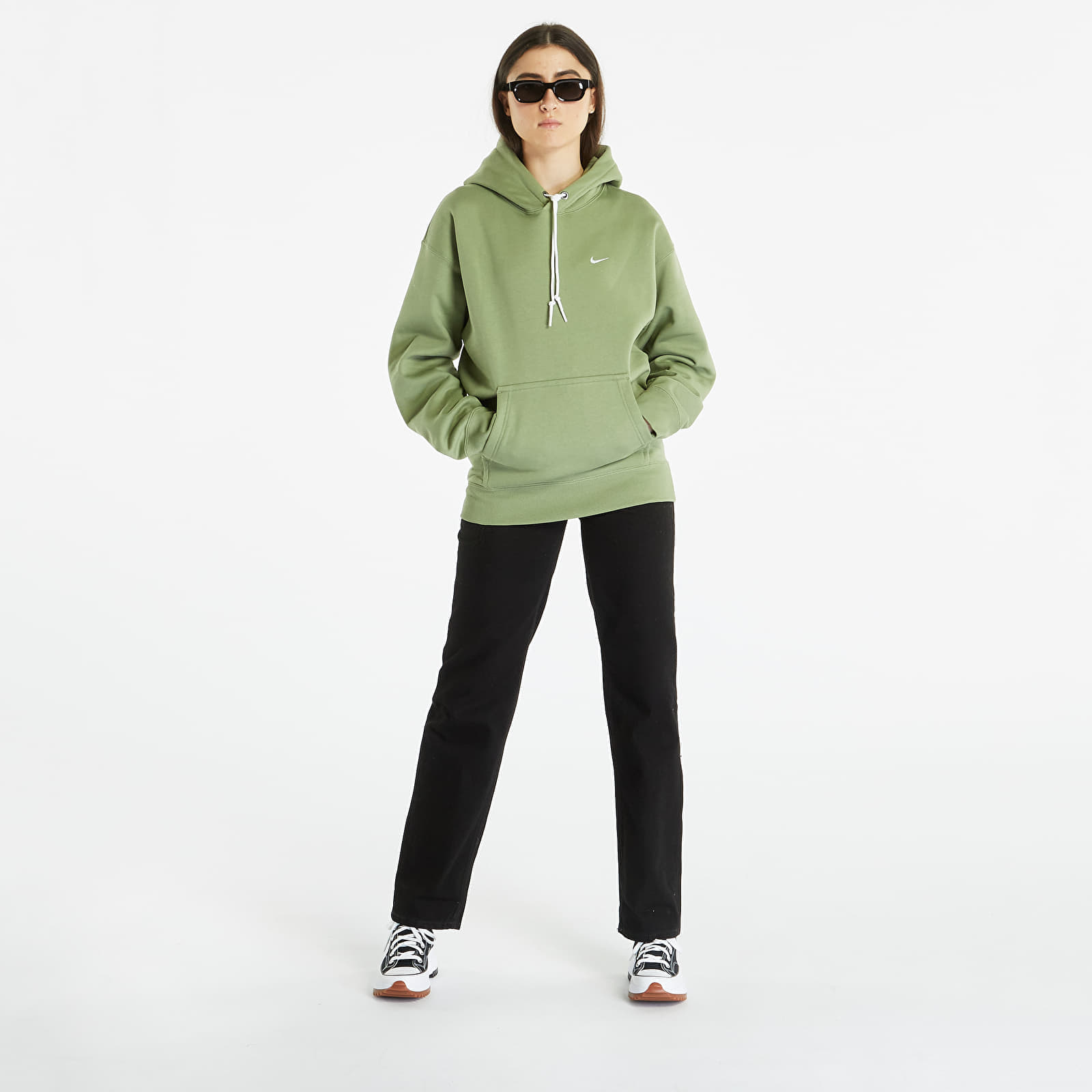 Hoodies and sweatshirts Nike Solo Swoosh Men's Fleece Pullover Hoodie Oil Green/ White