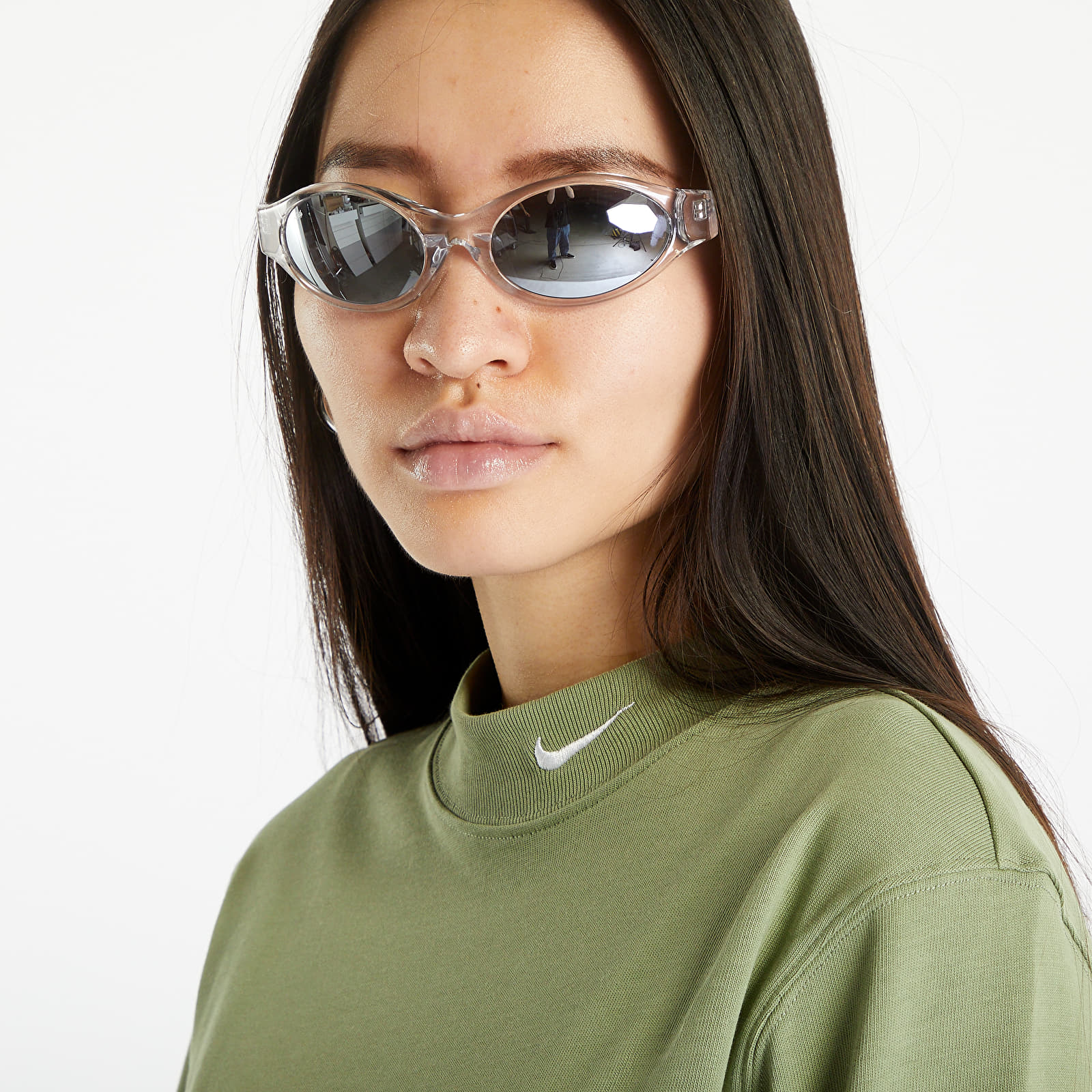 Koszulki męskie Nike Sportswear Long Sleeve Mock-Neck Shirt Oil Green/ White