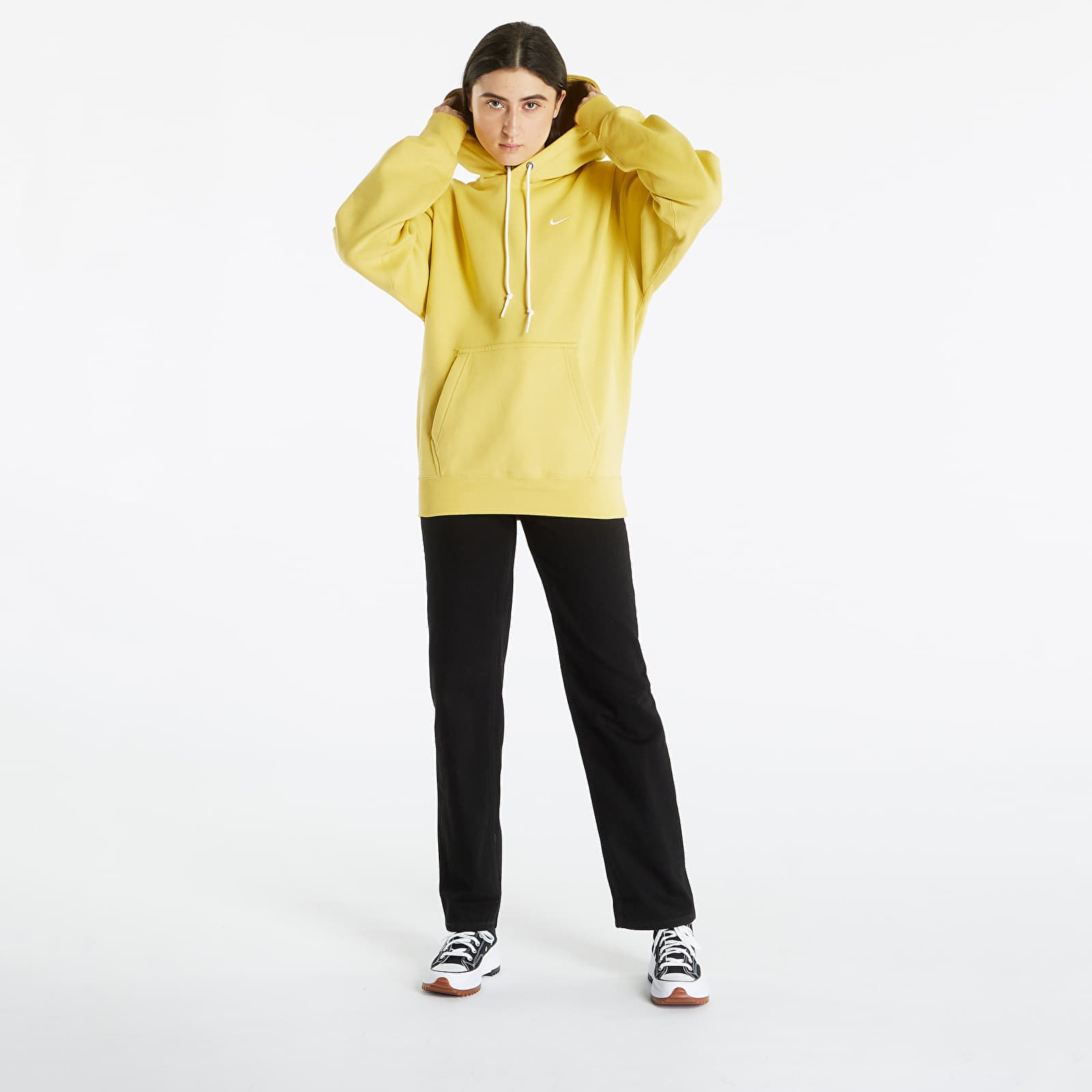Sweatshirts NikeLab Solo Swoosh Fleece Pullover Hoodie Saturn Gold/ White