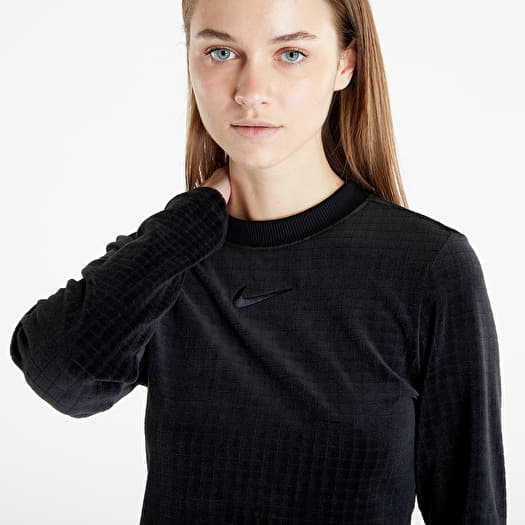 T shirts Nike Sportswear Women s Velour Long Sleeve Top Black