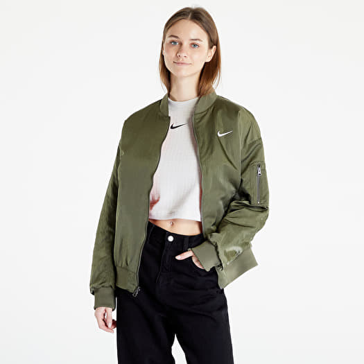 Jachetă Nike Sportswear Women's Varsity Bomber Jacket Medium Olive/ Safety Orange/ White